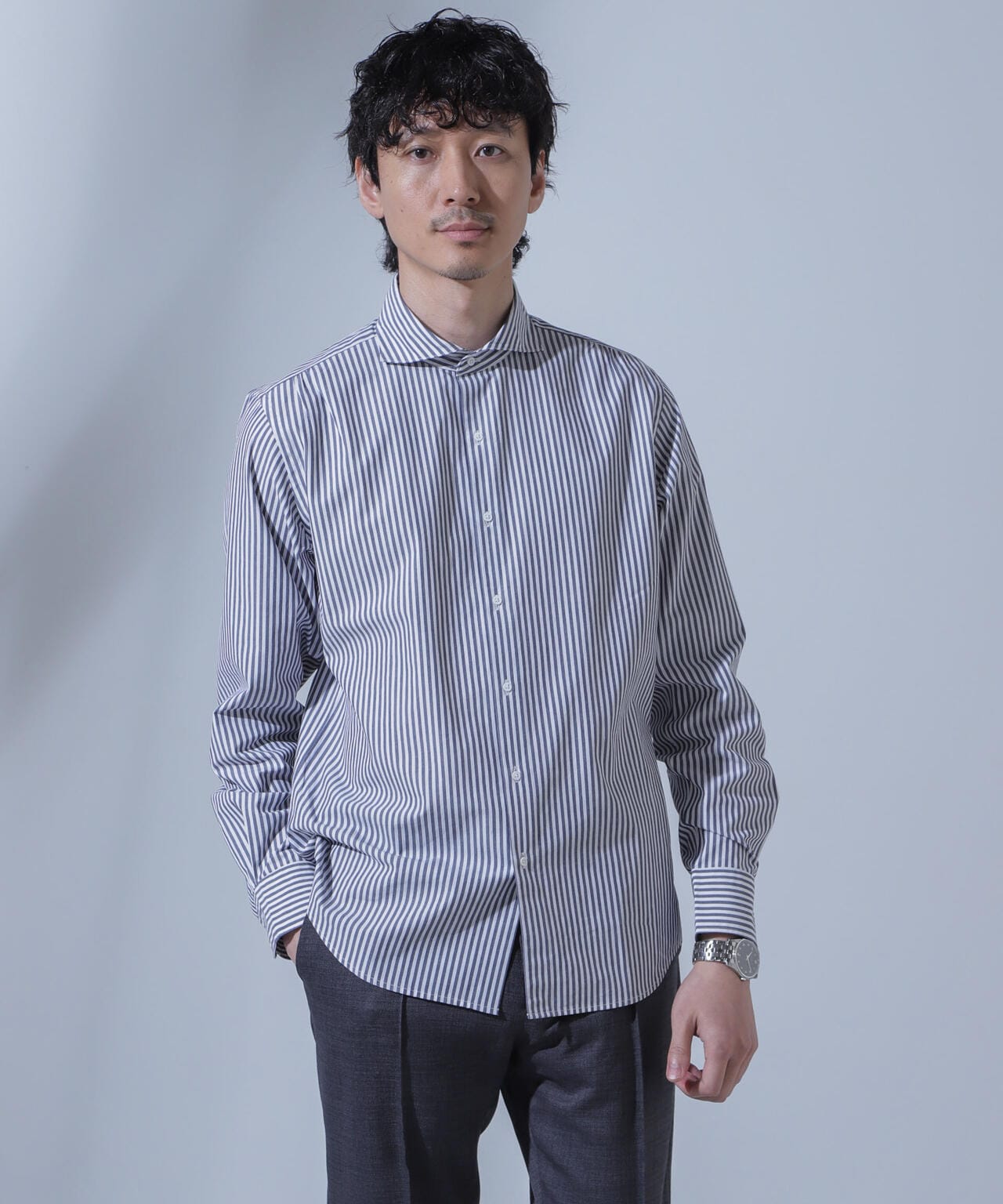 「N SHIRTS」AntiSoaked(R)汗染み防止ホリゾンタルカラーシャツ長袖 6684120227