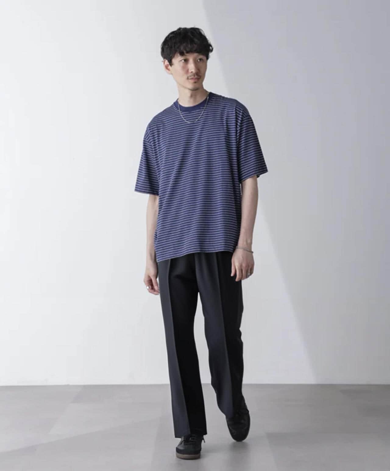 ピンボーダーバイオシルケットクルーネックTシャツ 6684224210