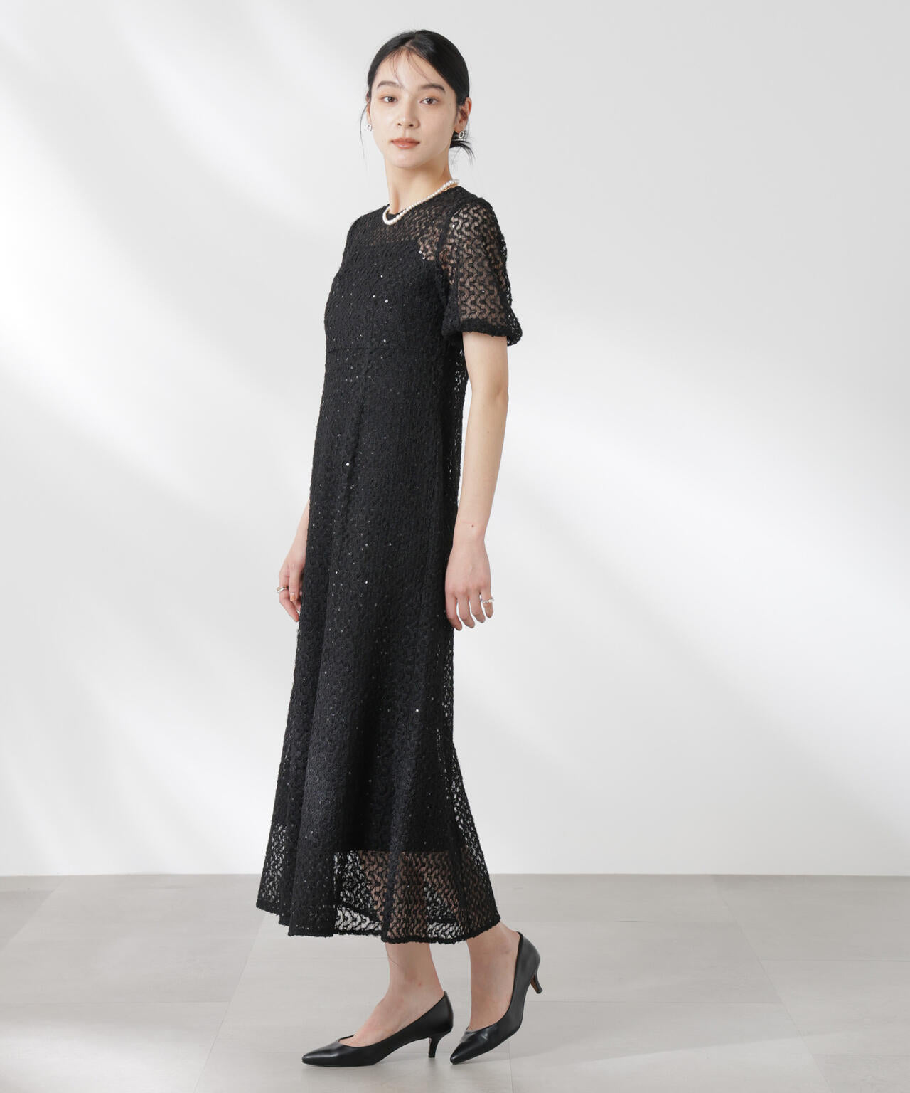 kaene/スパンコールレースドレス 6715119065