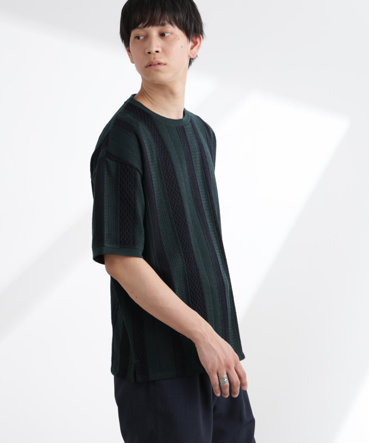 ストライプジャガードTシャツ 半袖 6725124221