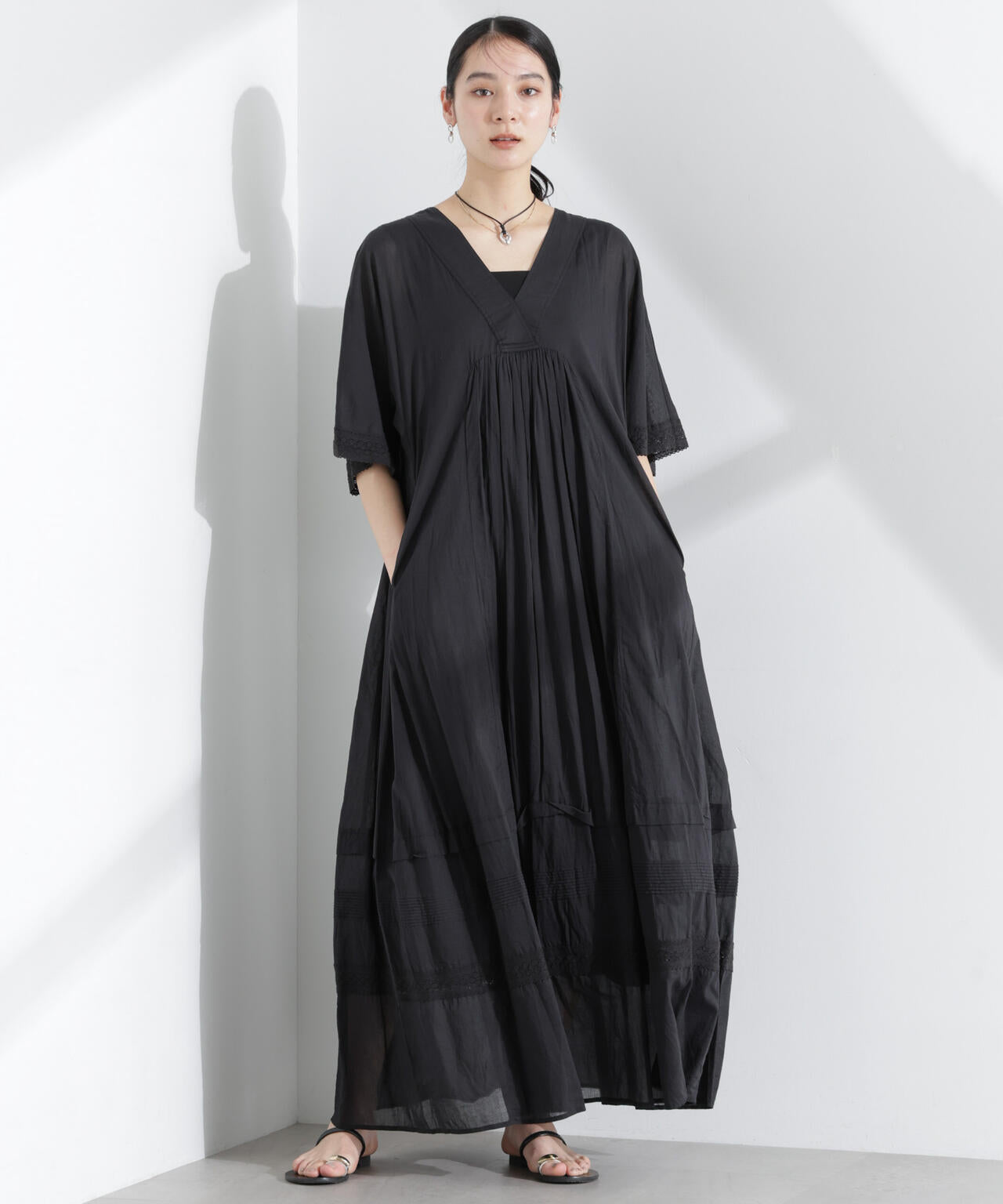 Sara mallika/COTTON VOILE LACE PINTUCKDRESS 6715119053