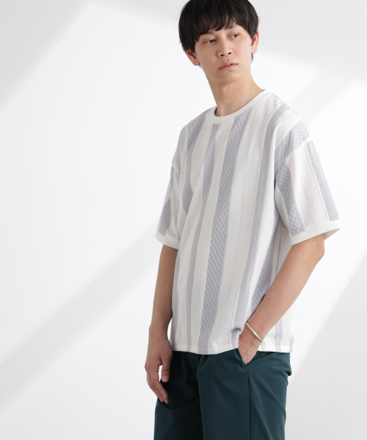 ストライプジャガードTシャツ 半袖 6725124221