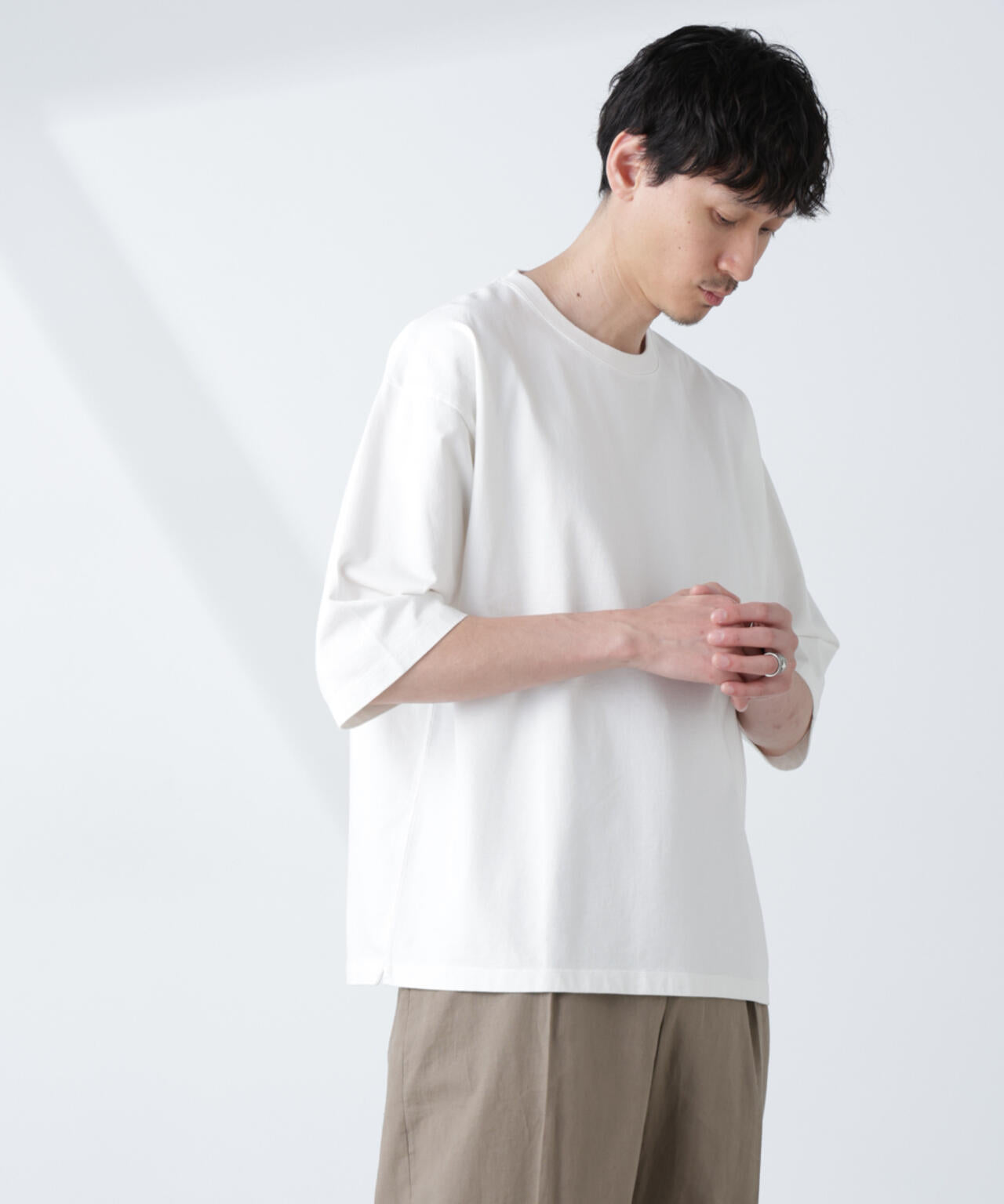 ルーズフィットワイドスリーブTシャツ 7分袖 6725124224