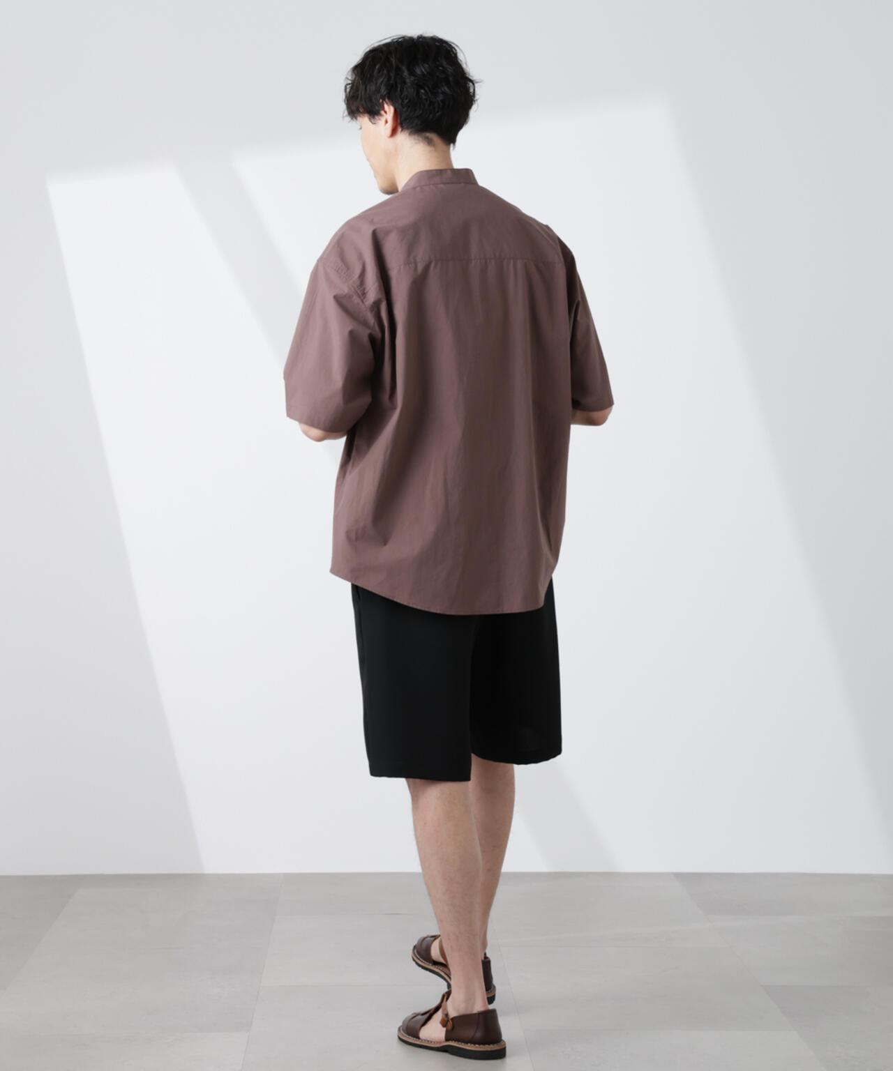 「大人のワイドシャツ」バンドカラー 半袖 6685121223