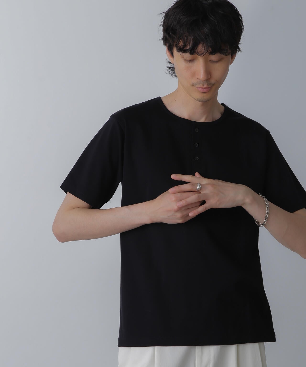 WEB限定/アンチスメル ヘンリーネックTシャツ 半袖 6724124227