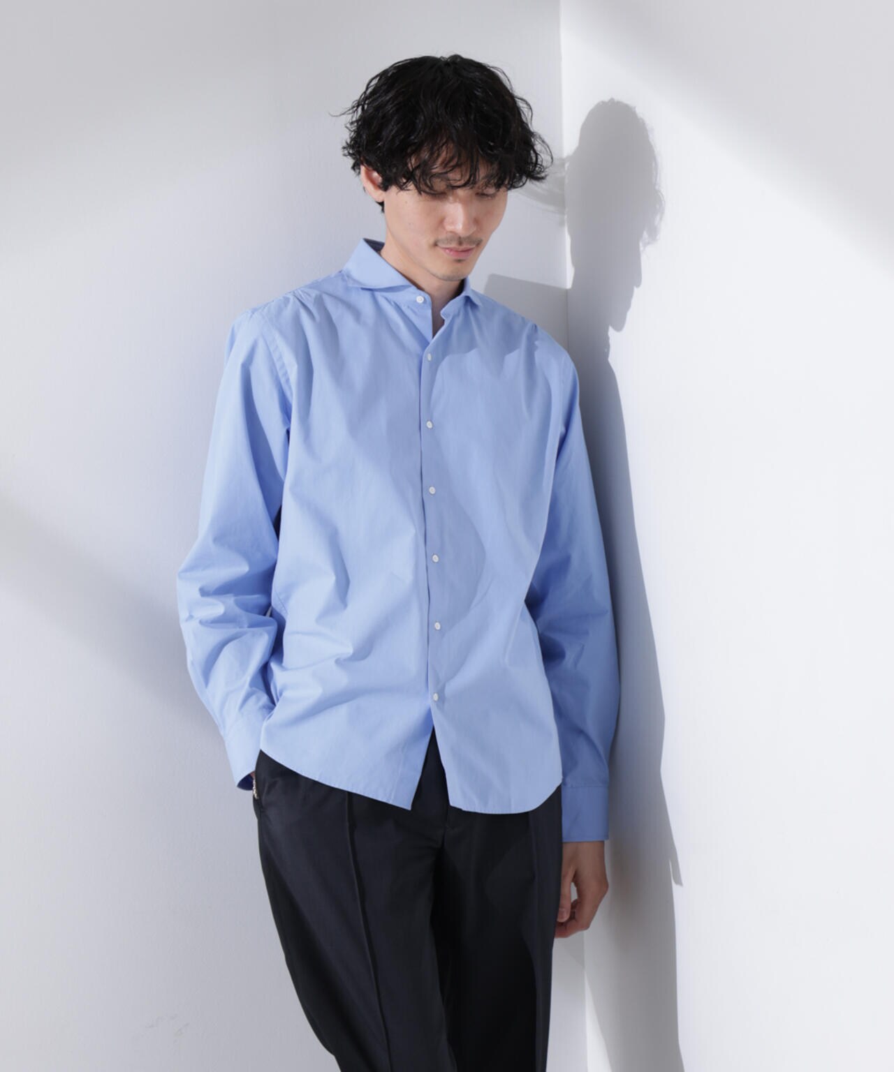 「N shirt」Anti Soaked(R) 汗染み防止ホリゾンタルカラーシャツ長袖 6685120202