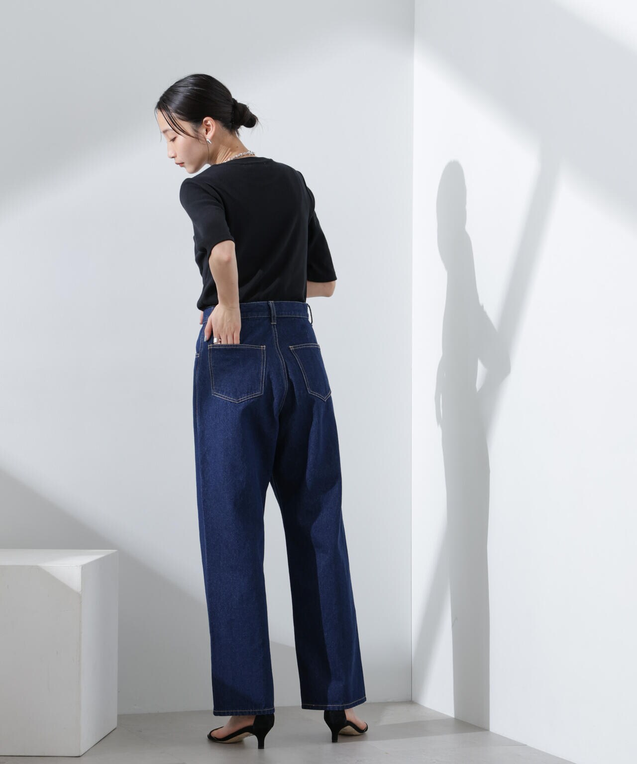 テーパードストレートデニムパンツ(セットアップ可) 6735127308