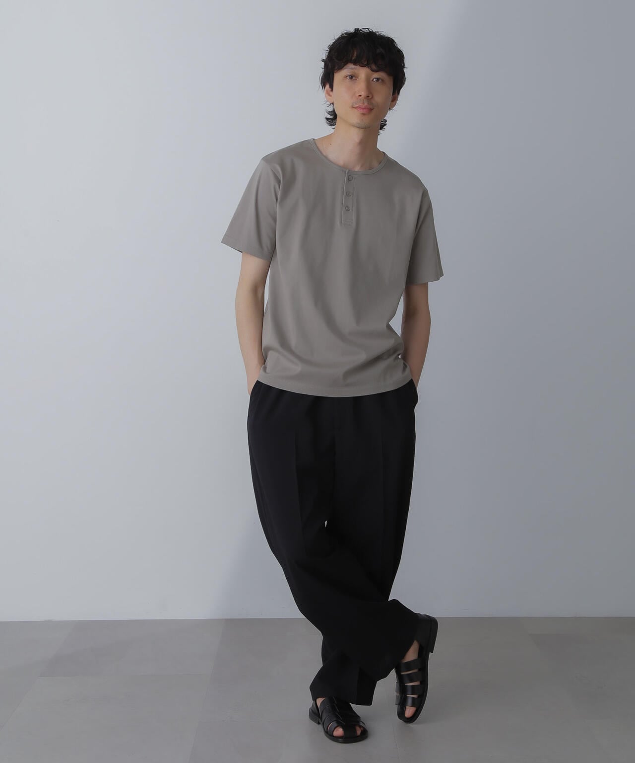 WEB限定/アンチスメル ヘンリーネックTシャツ 半袖 6724124227