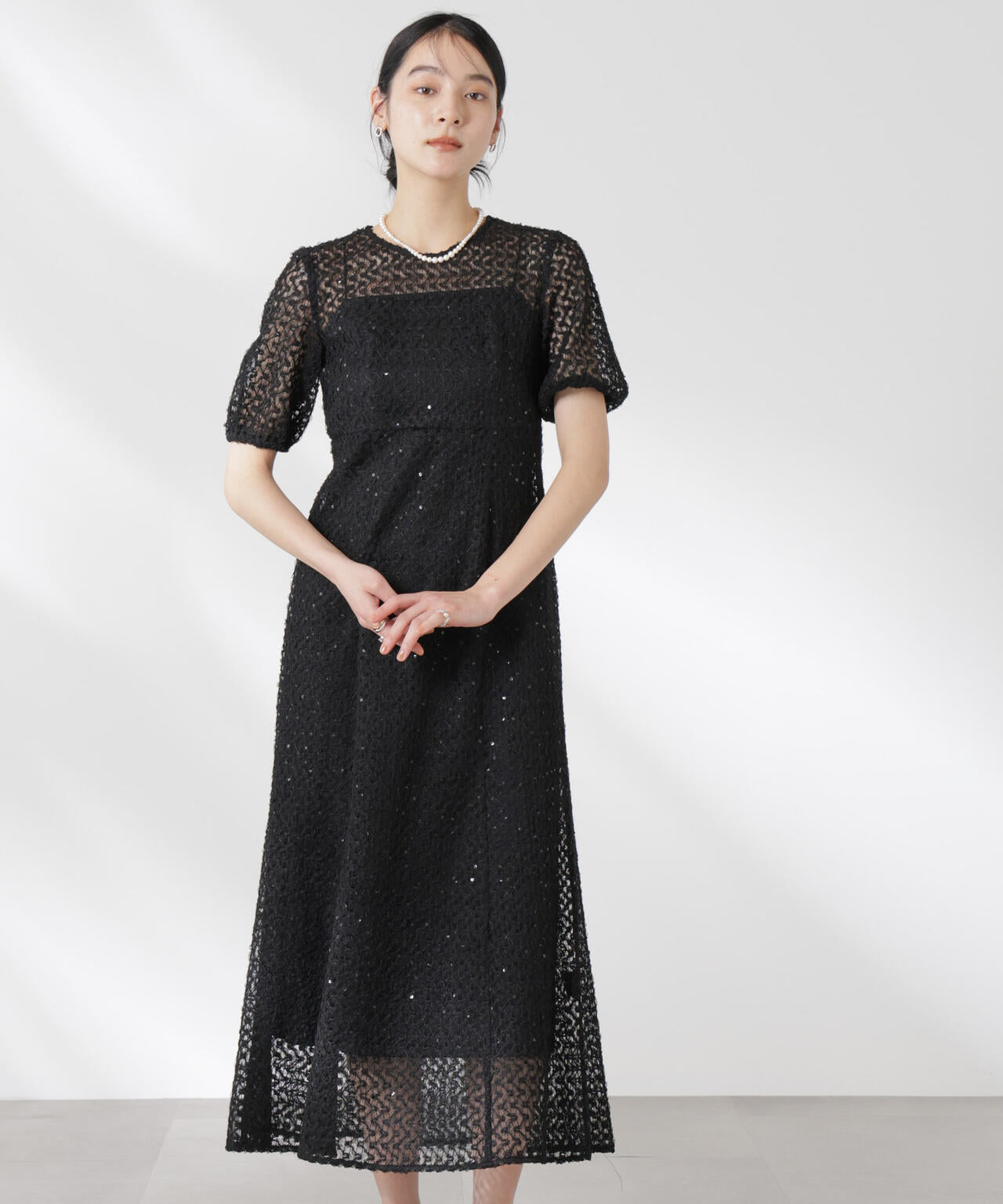 kaene/スパンコールレースドレス 6715119065