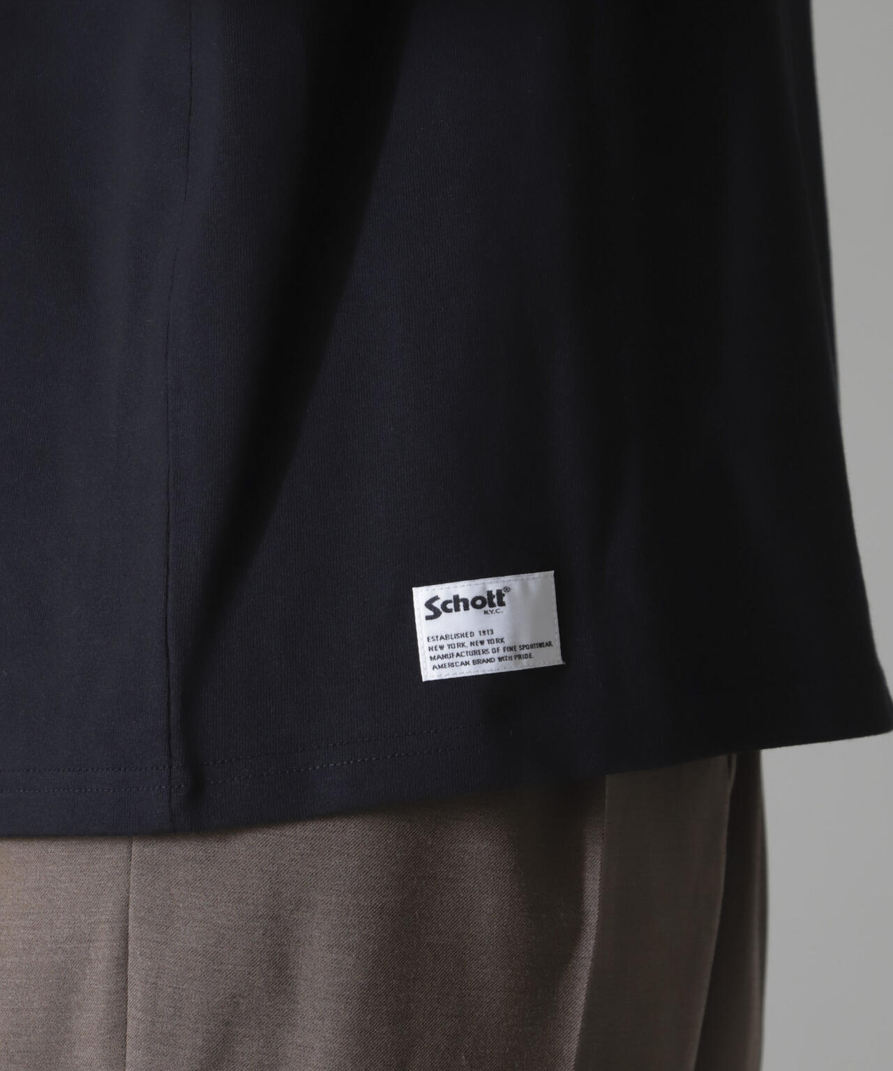 Schott/別注 "LEATHER PARTS" L/S TEE 6704223068