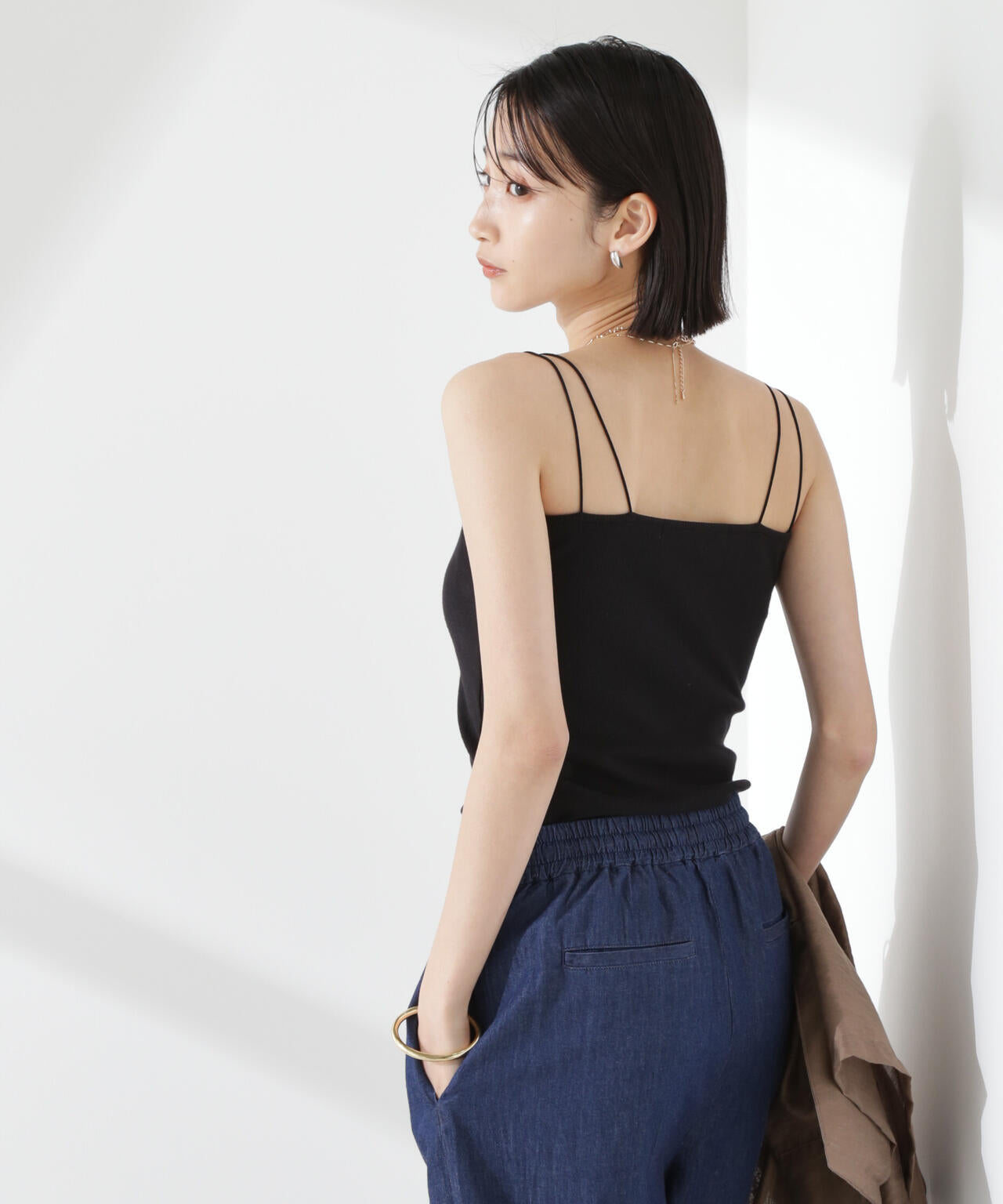 抗菌防臭リブカップ付きダブルストラップキャミソール 6735124300