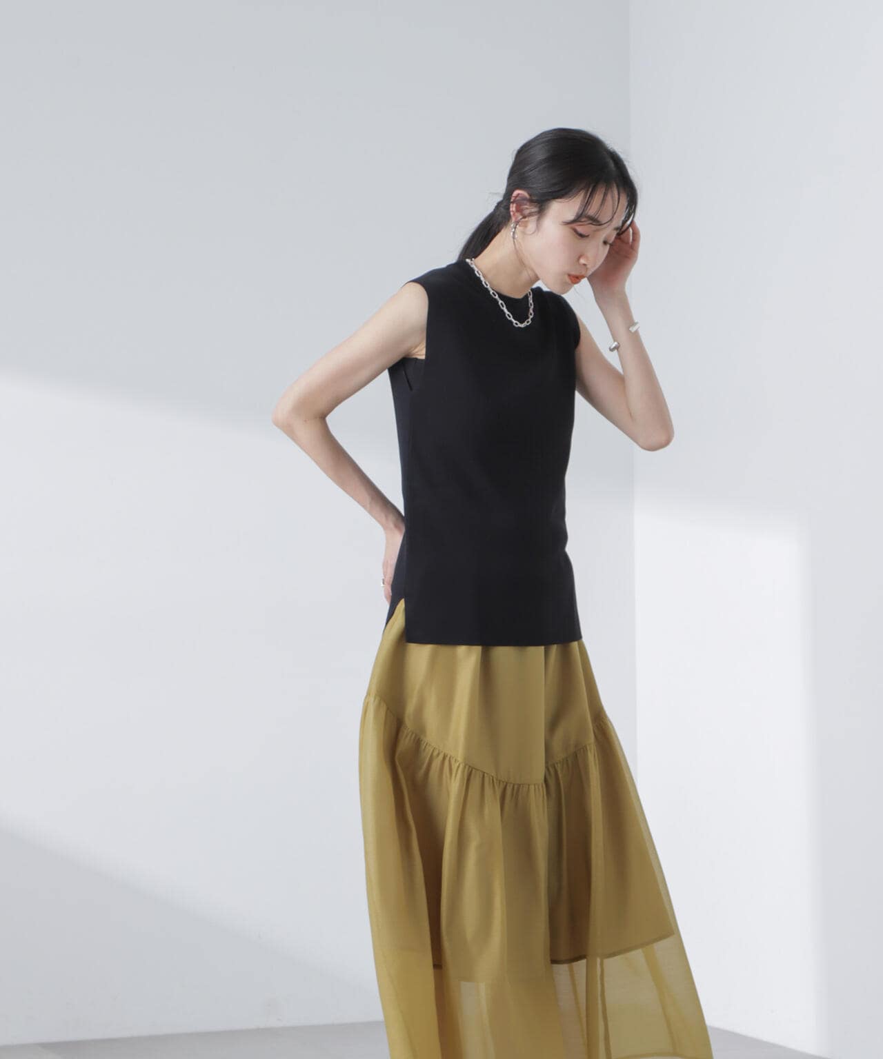 シアーギャザースカート 6734130318