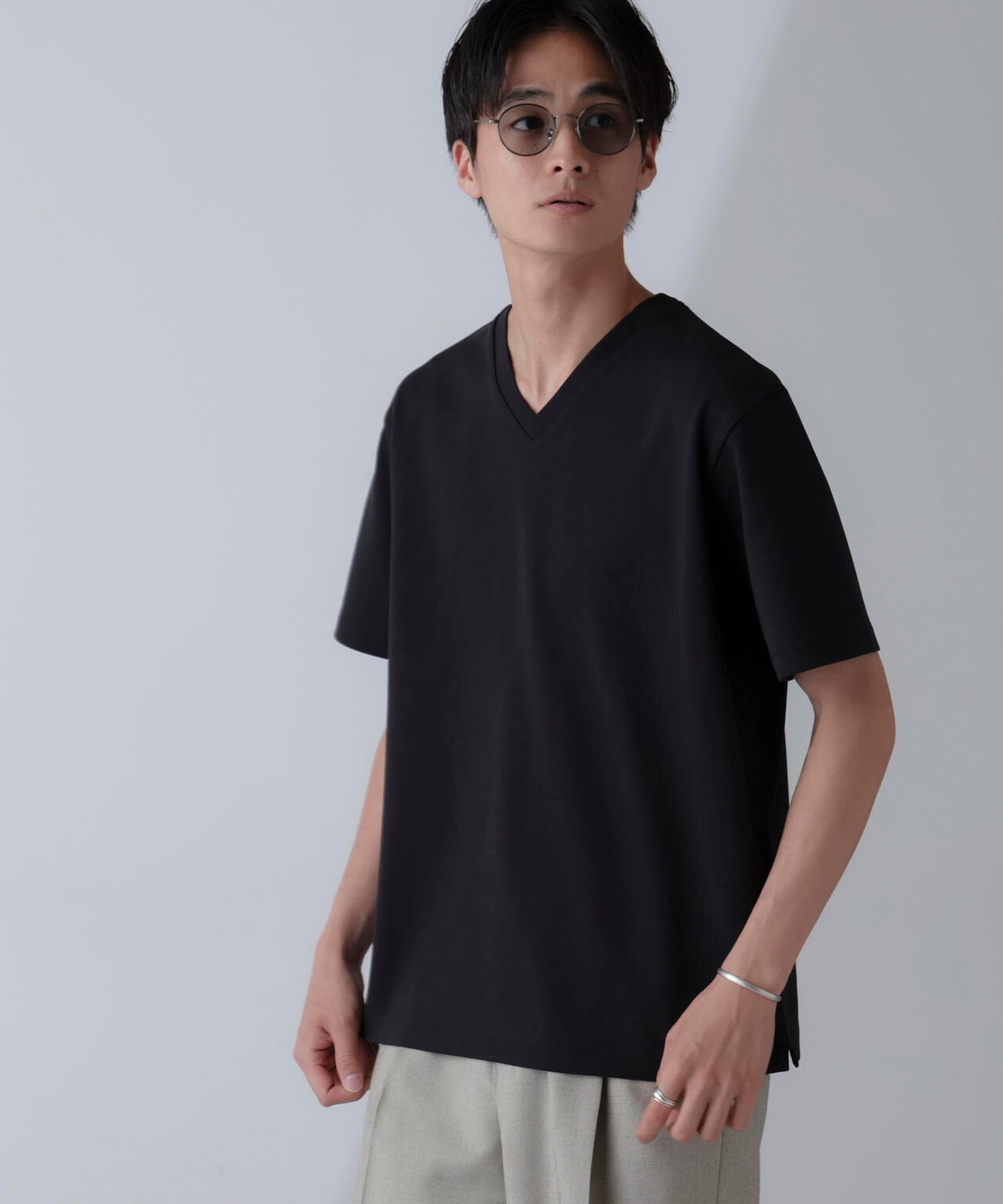 ダブルスムースVネックTシャツ 半袖 6724124232