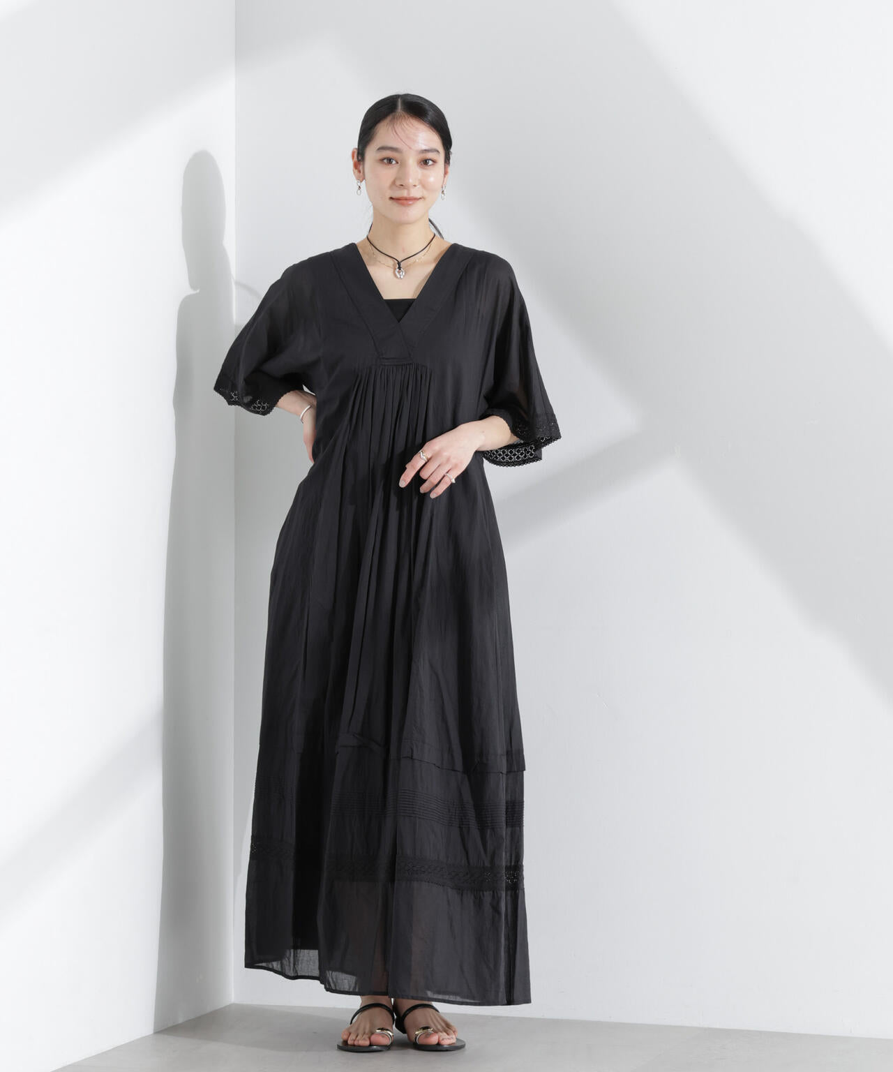 Sara mallika/COTTON VOILE LACE PINTUCKDRESS 6715119053