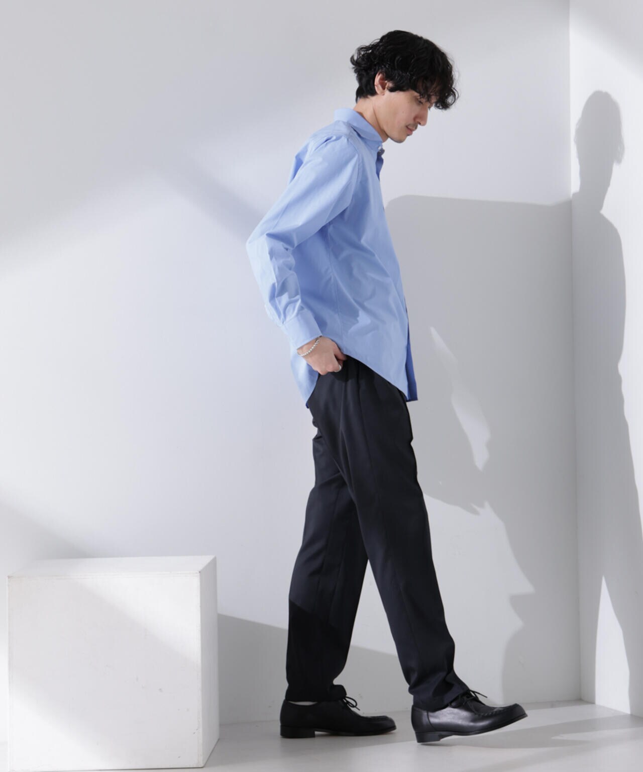 「N shirt」Anti Soaked(R) 汗染み防止ホリゾンタルカラーシャツ長袖 6685120202