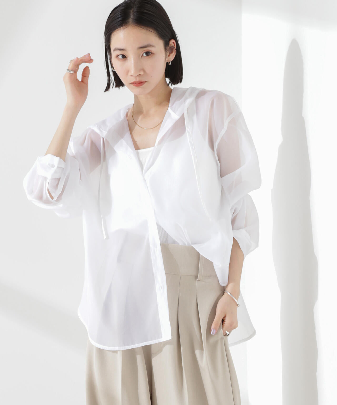 シアーフードシャツ 6735120316
