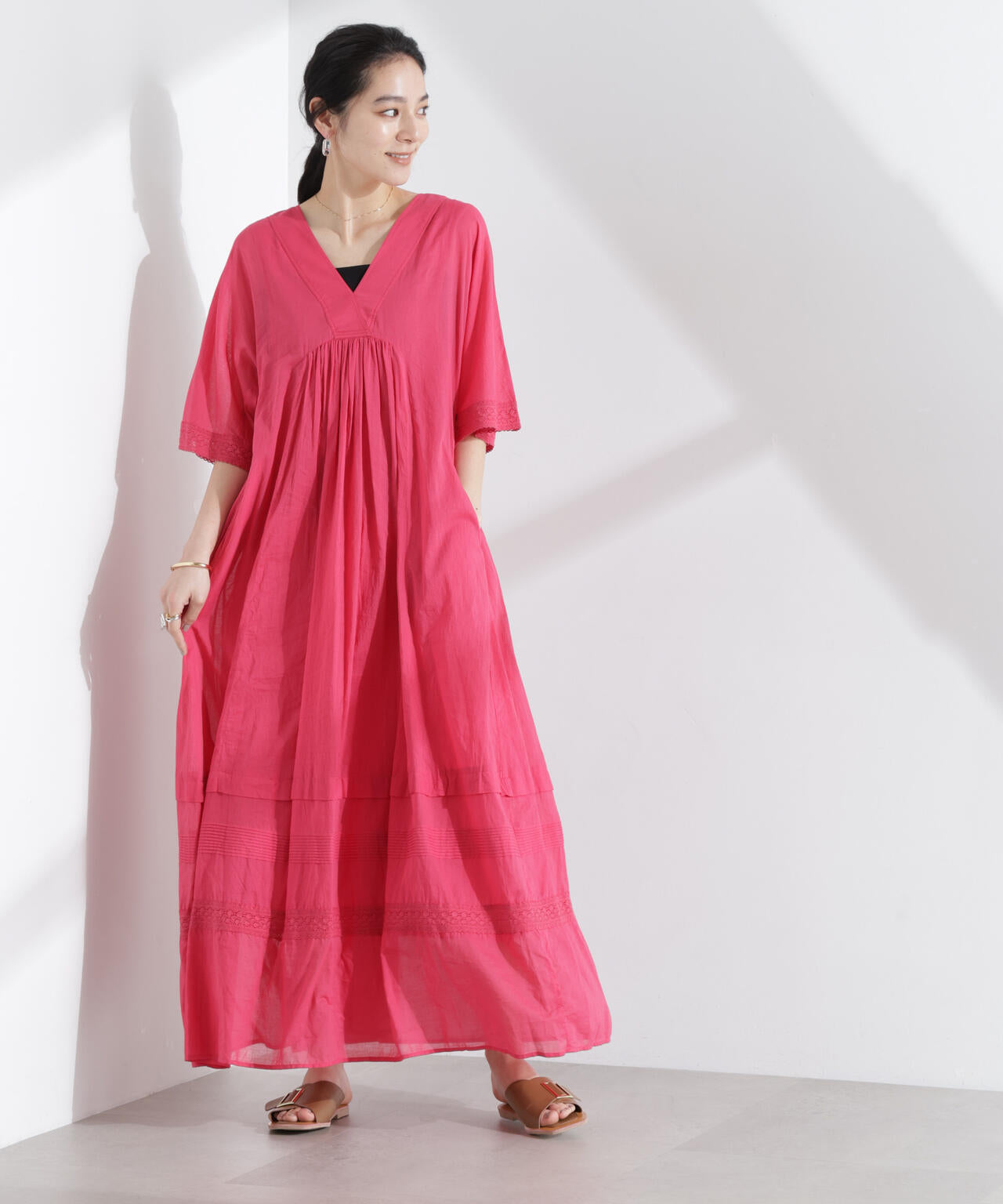 Sara mallika/COTTON VOILE LACE PINTUCKDRESS 6715119053