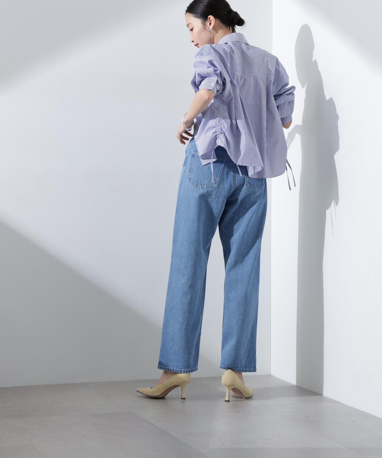 テーパードストレートデニムパンツ(セットアップ可) 6735127308