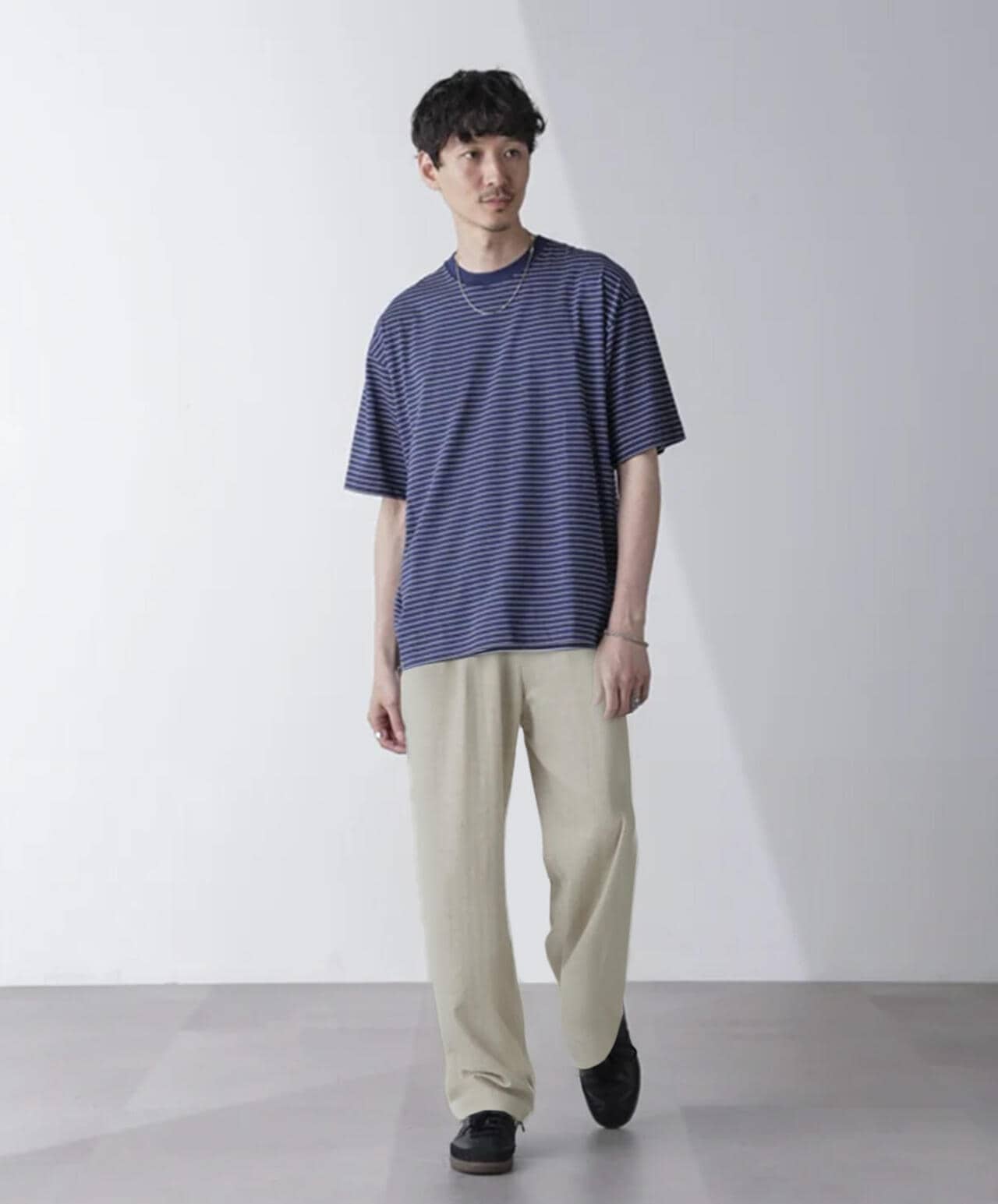 ピンボーダーバイオシルケットクルーネックTシャツ 6684224210