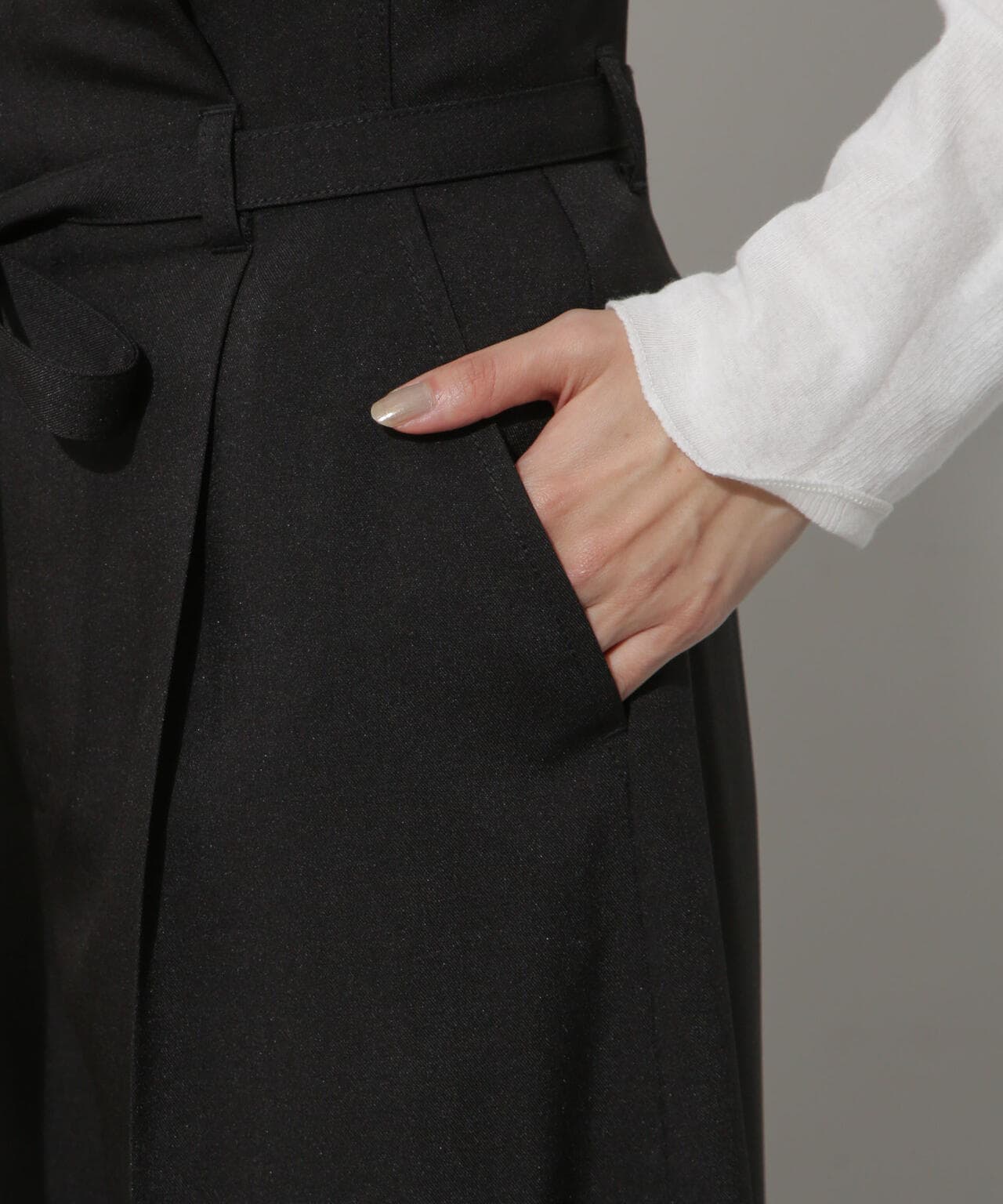 ベルト付きハイウエストワイドパンツ 6734127305