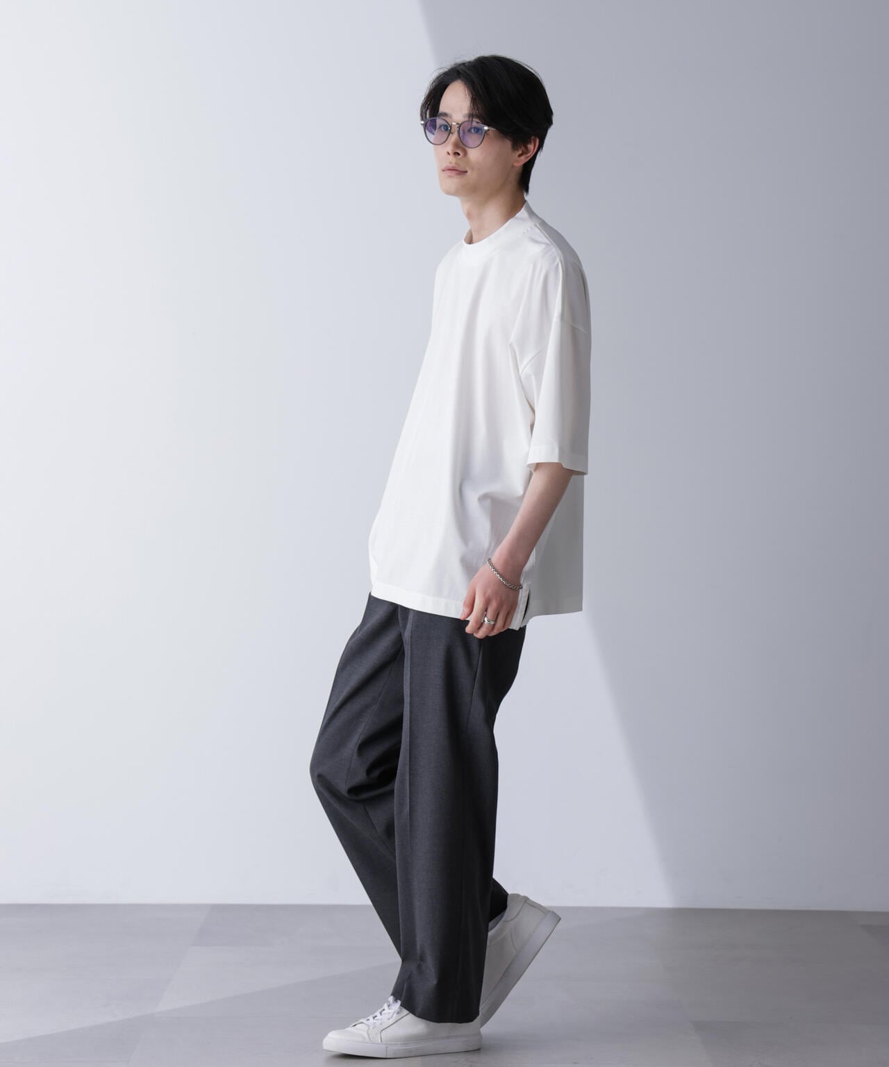 WEB限定/モックネックワイドシルエットTシャツ 半袖 6724224219