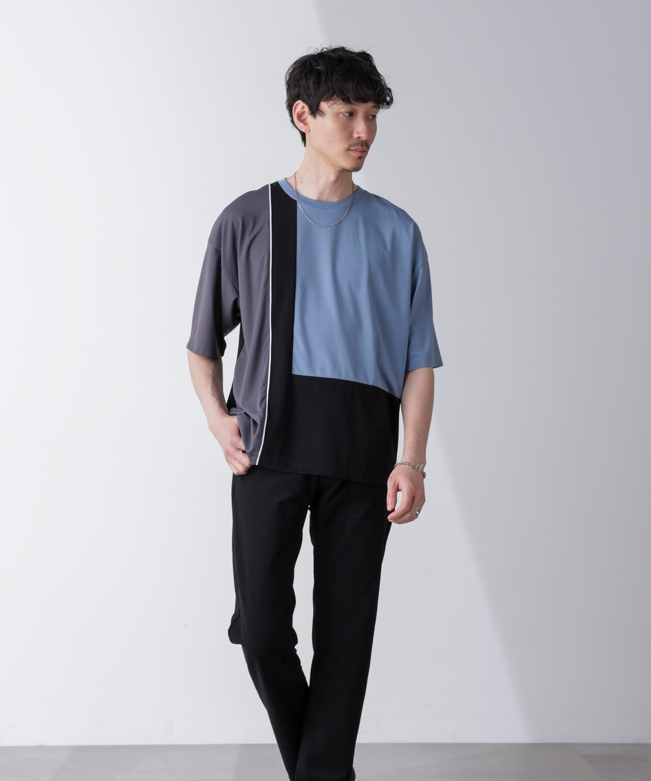 リラックス切り替えスムースTシャツ 半袖 6724124261