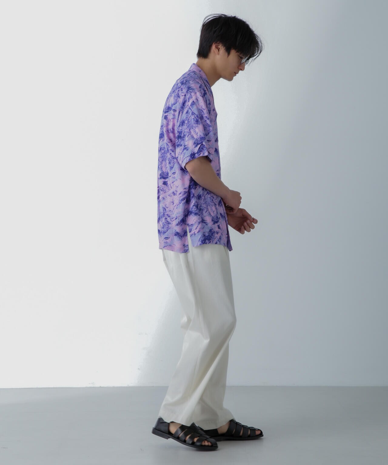 White Mountaineering/JUNGLE PATTERN OPEN COLLAR S/S 6704121016
