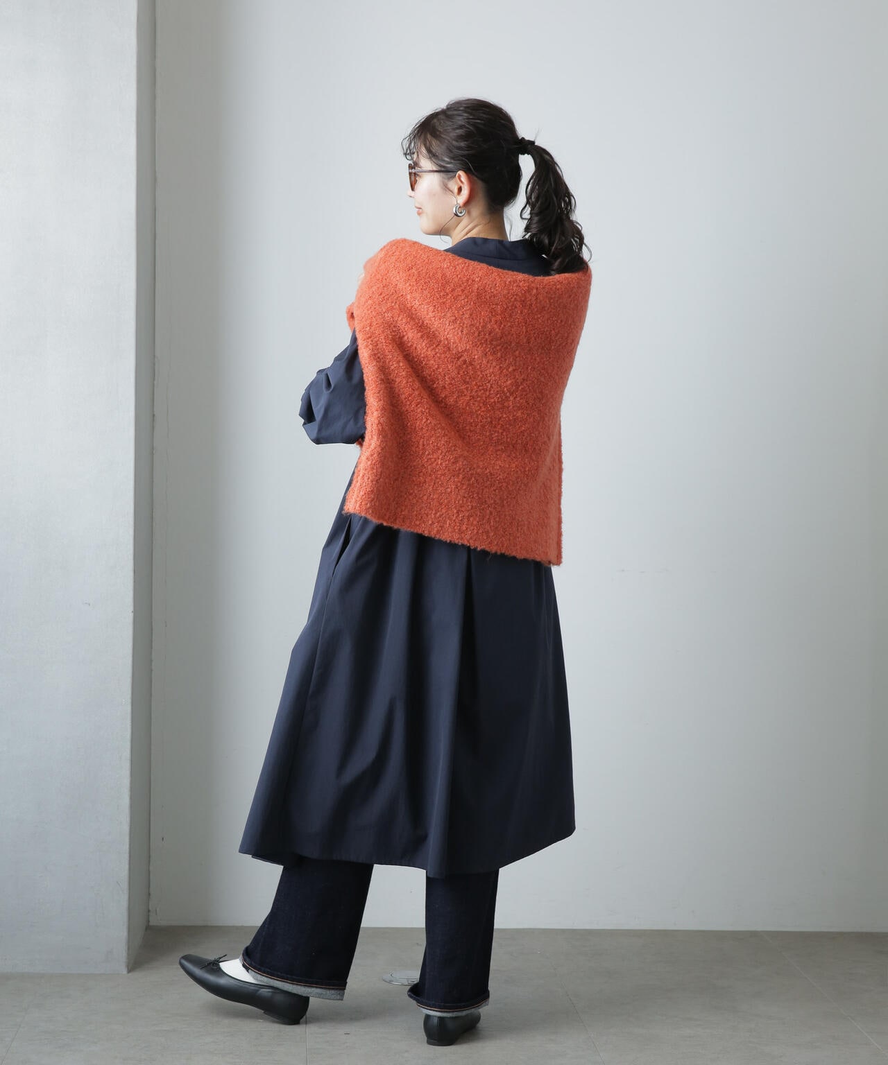 ナイロンストレッチノーカラーロングコート 6733211312