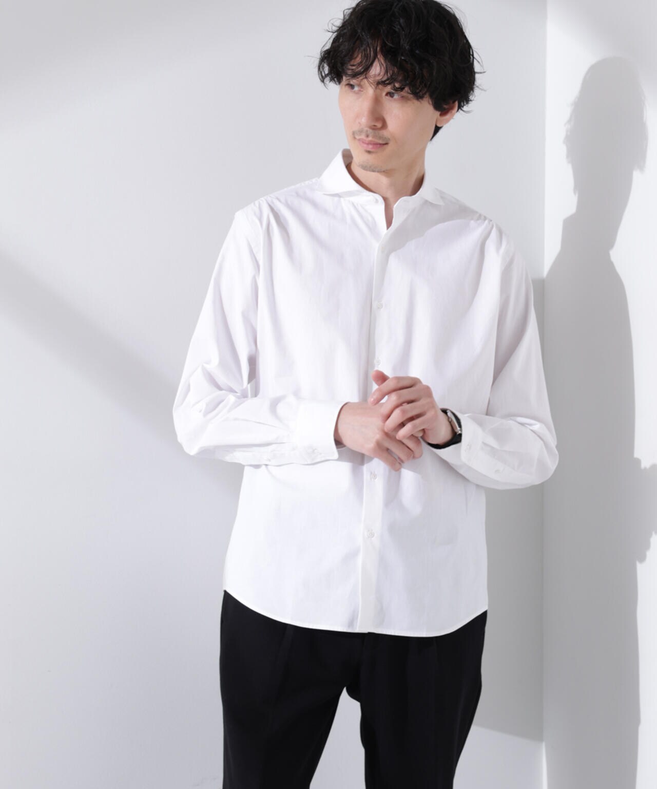 「N shirt」Anti Soaked(R) 汗染み防止ホリゾンタルカラーシャツ長袖 6685120202