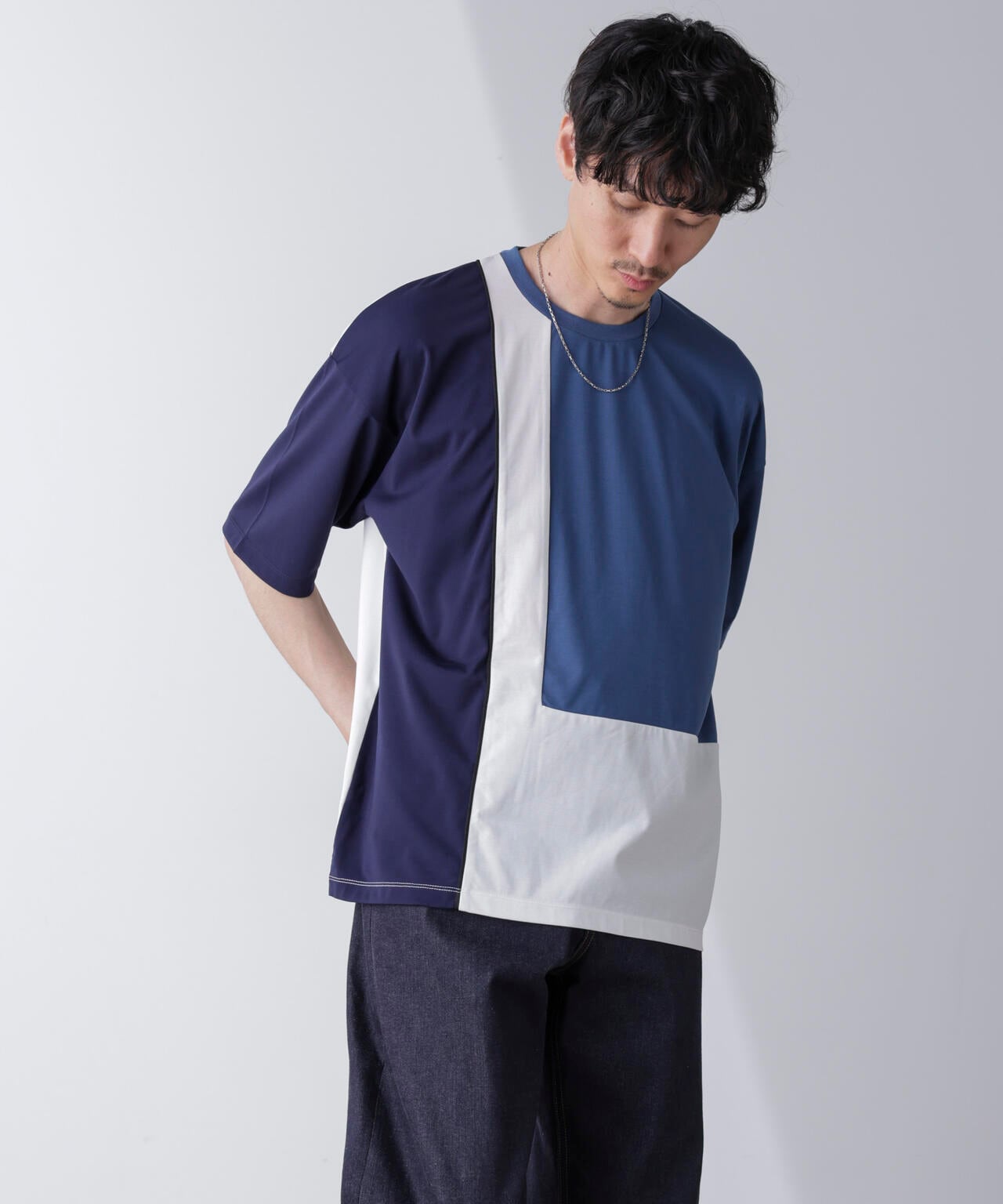 リラックス切り替えスムースTシャツ 半袖 6724124261