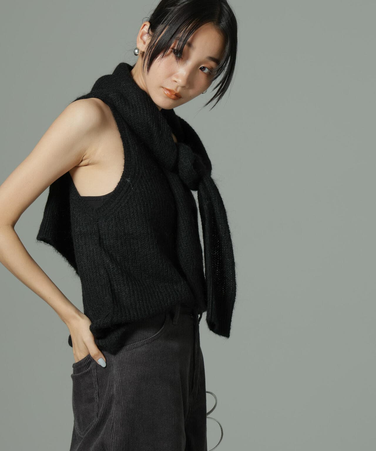 モヘヤ混タンクニットトップス(セットアップ可) 6735122304