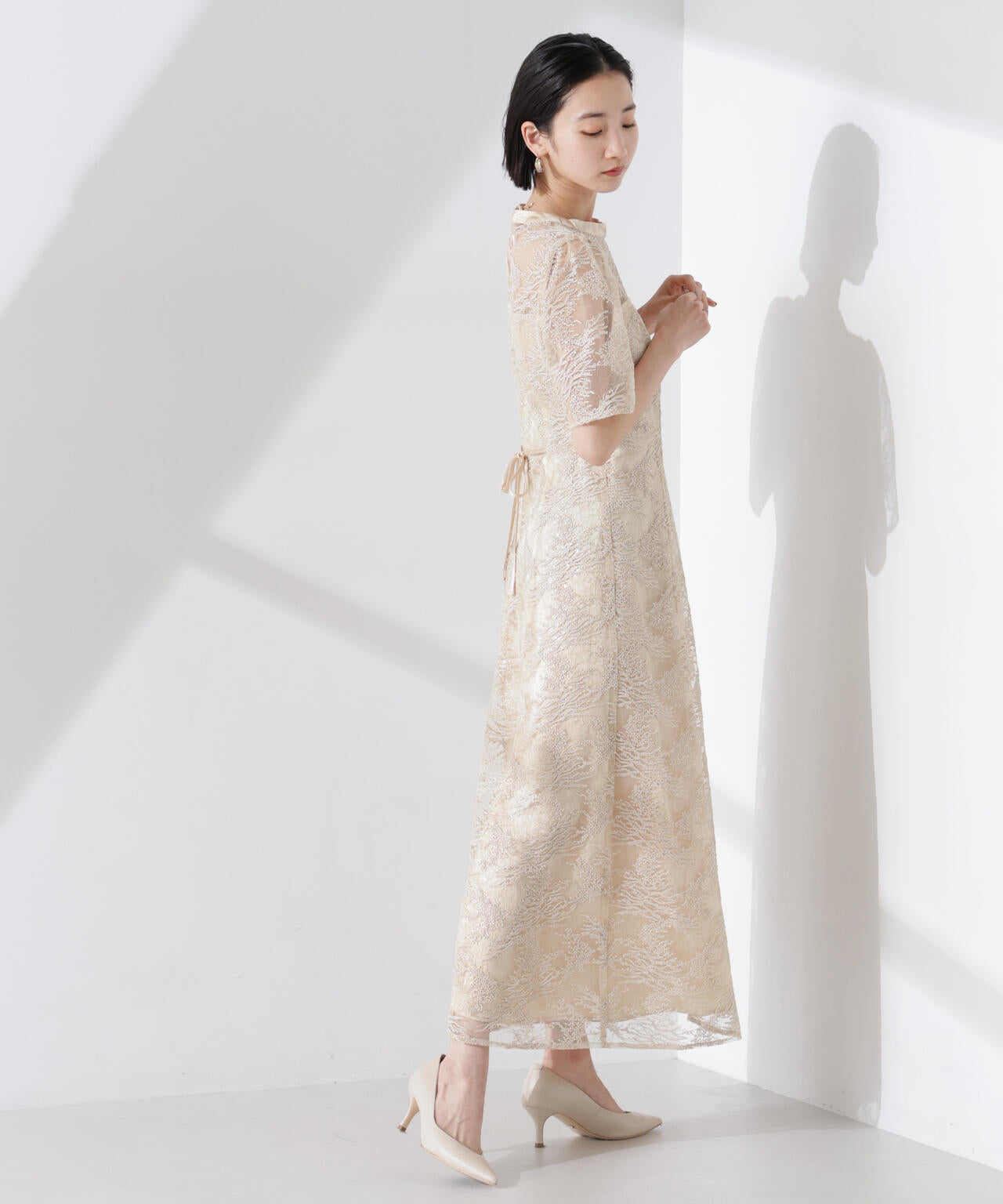 kaene/シャイニーエンブロイダリーレースドレス 6715119060