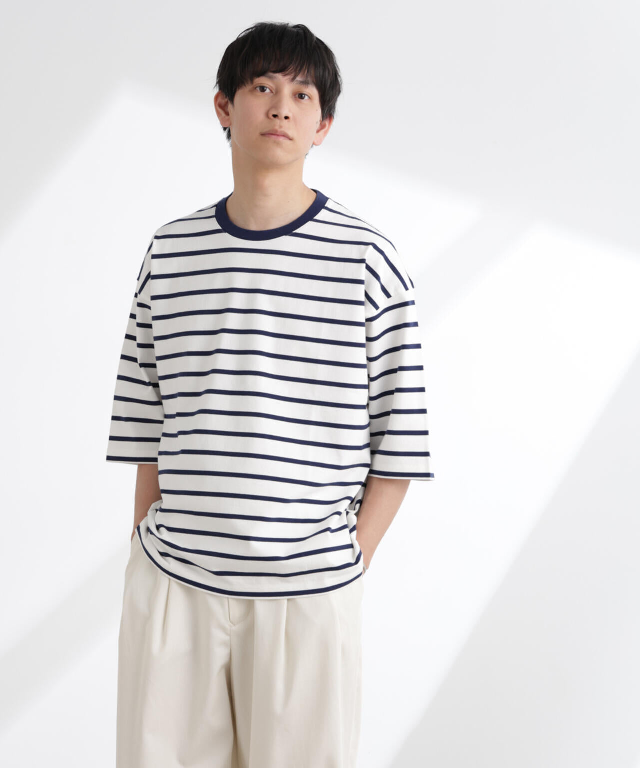 ルーズフィットワイドスリーブTシャツ 7分袖 6725124224