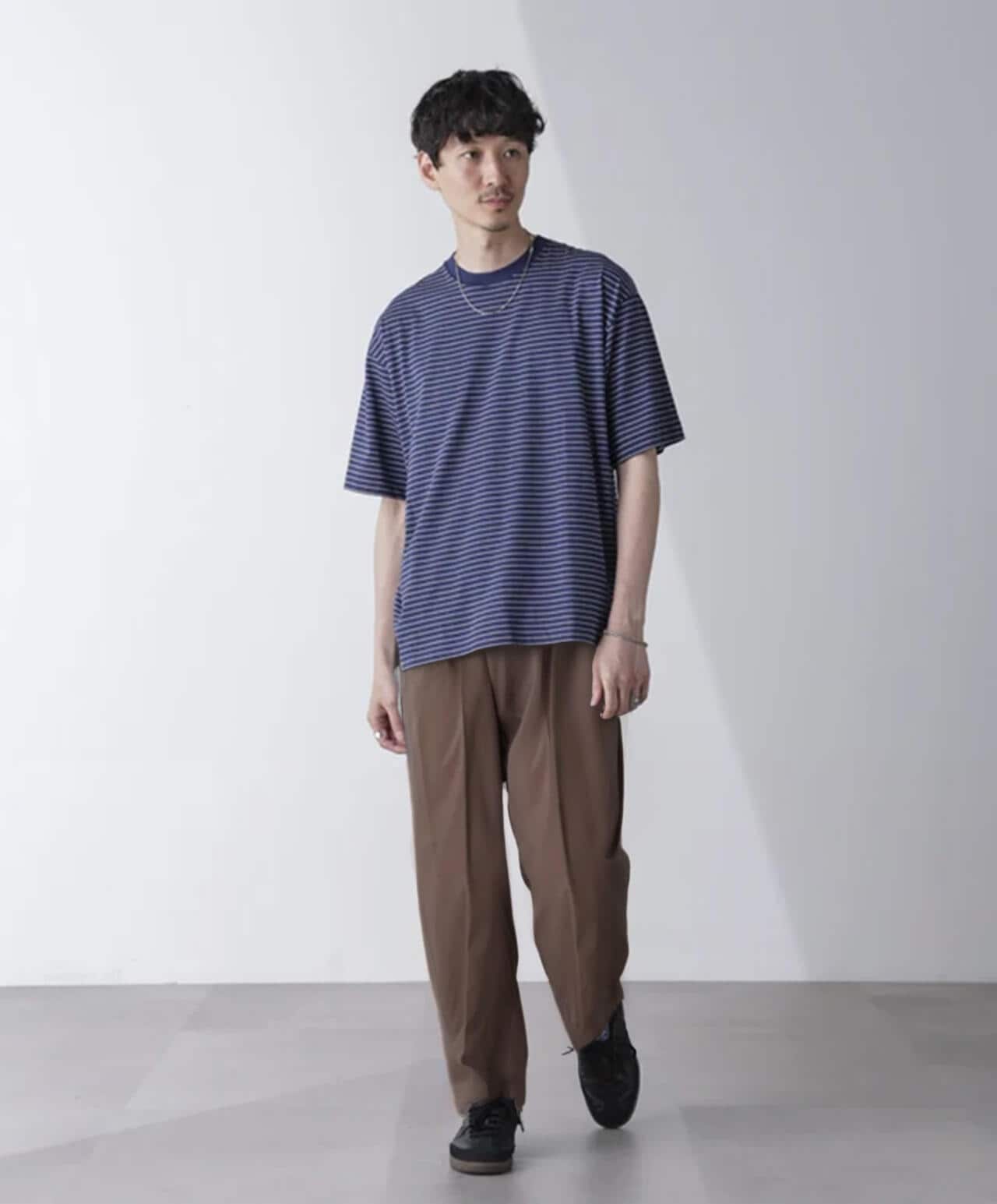 ピンボーダーバイオシルケットクルーネックTシャツ 6684224210