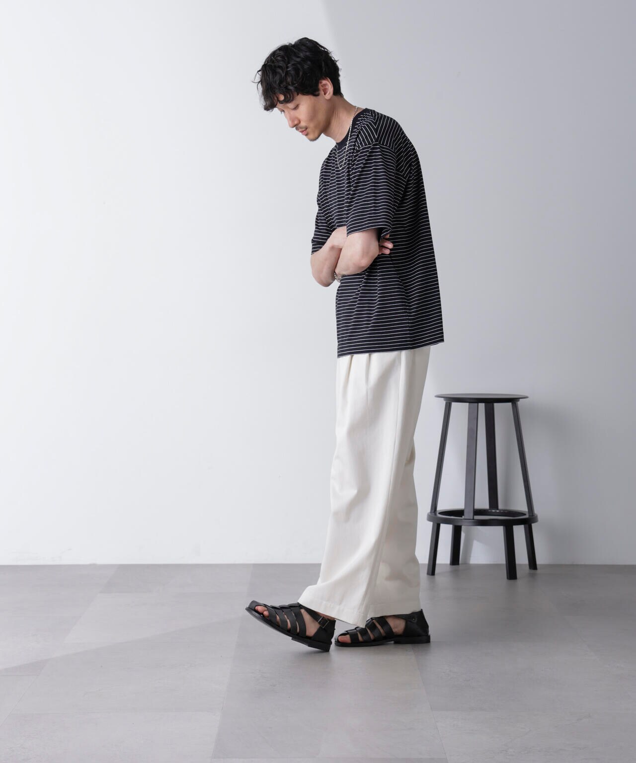 ピンボーダーバイオシルケットクルーネックTシャツ 6684224210