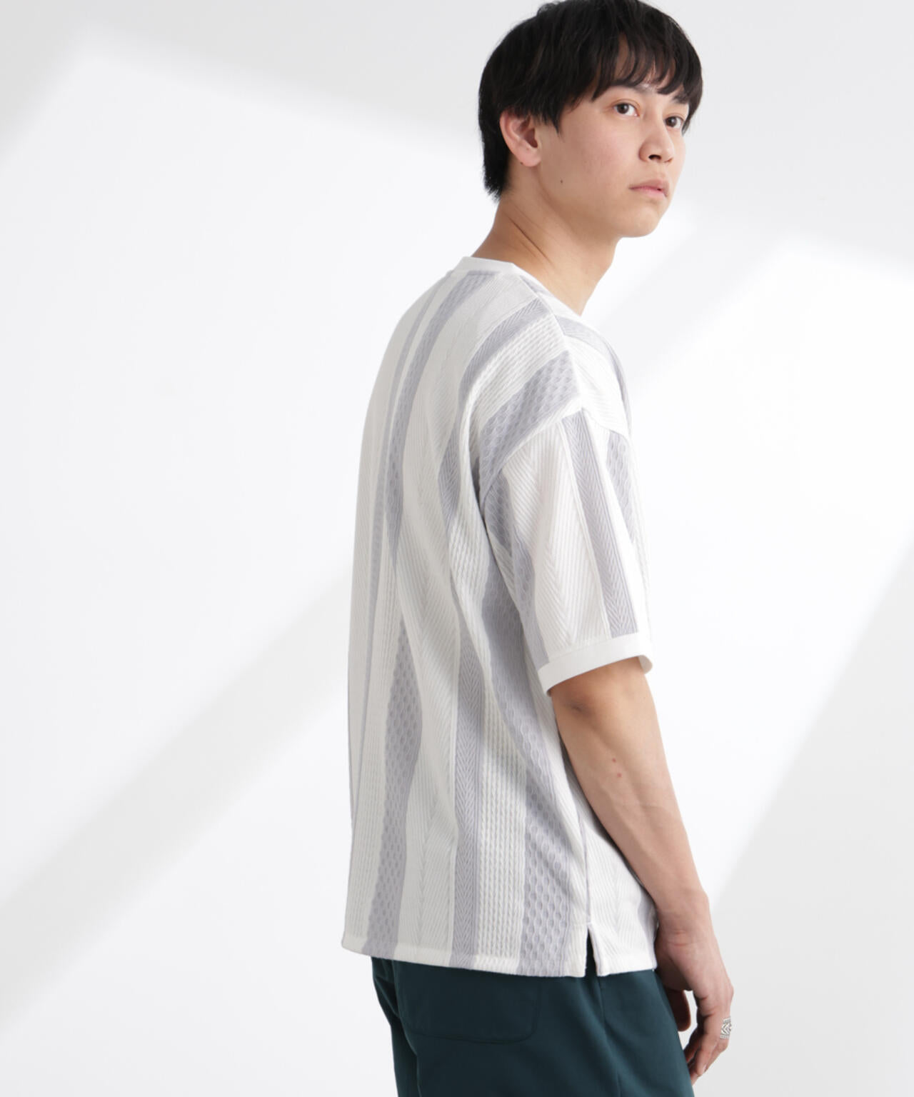 ストライプジャガードTシャツ 半袖 6725124221