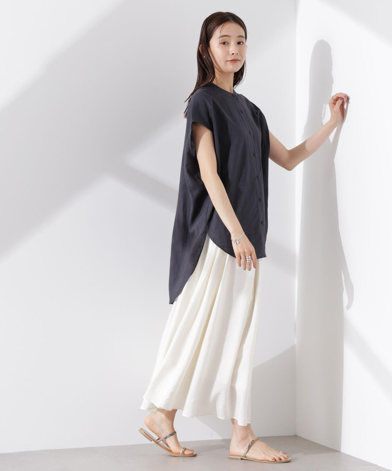 Anti Smell Linen フレンチスリーブシャツ 6735121302