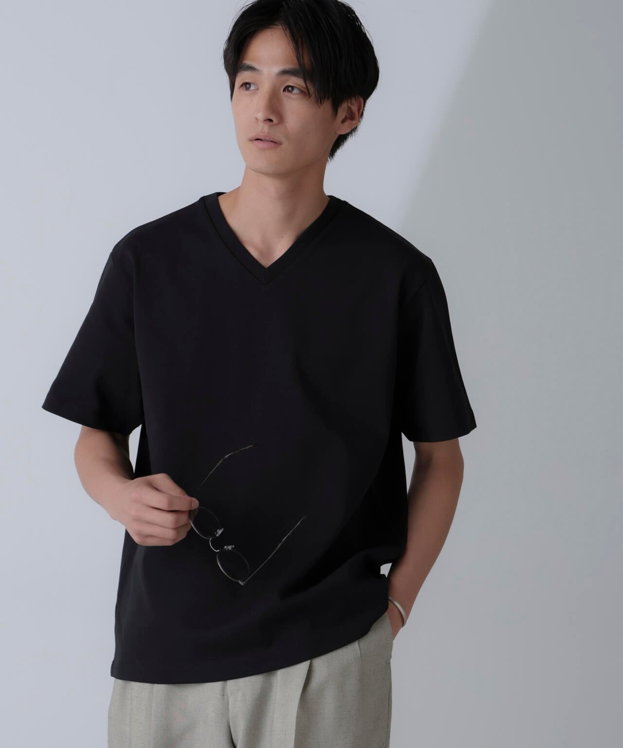 ダブルスムースVネックTシャツ 半袖 6724124232