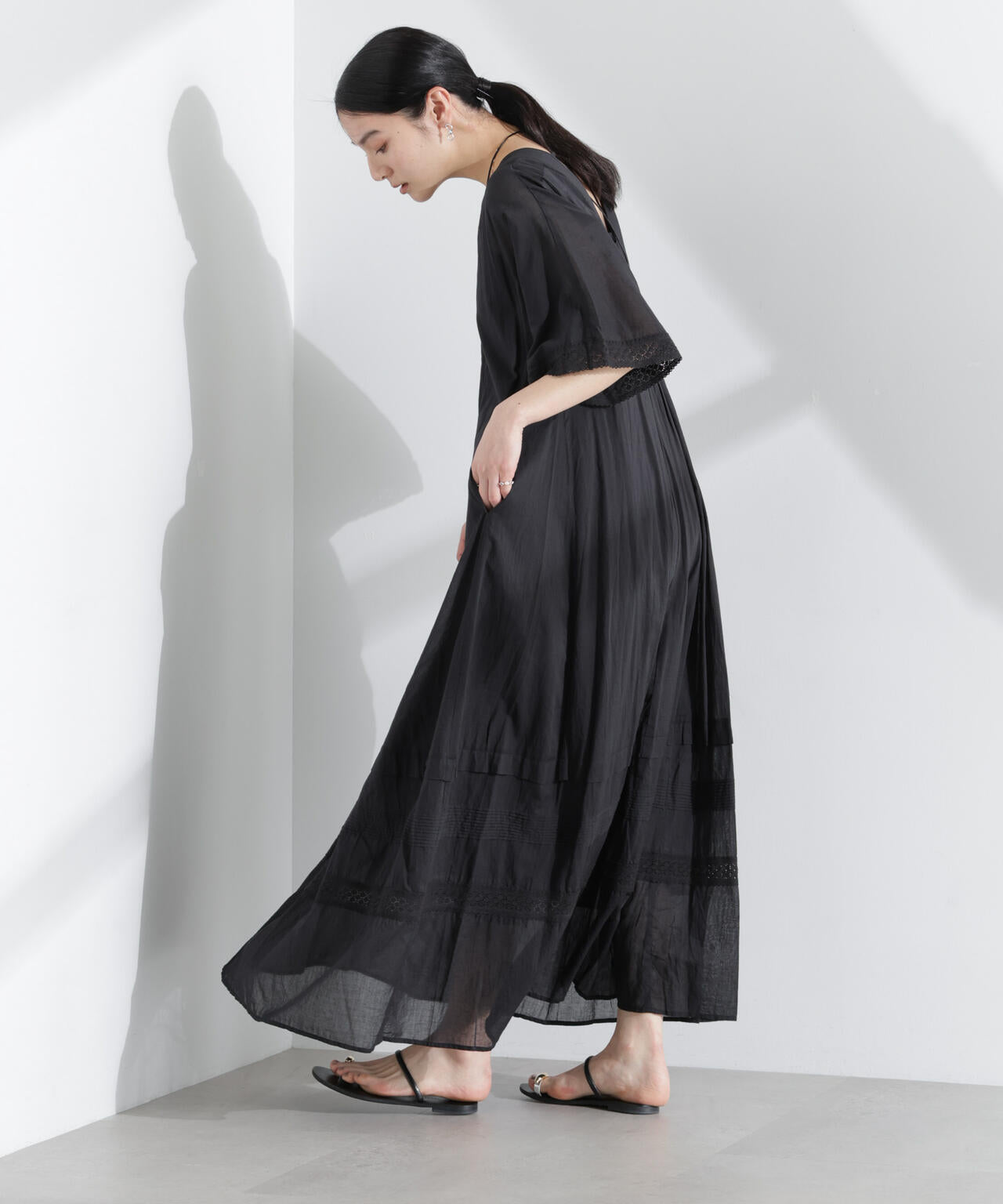 Sara mallika/COTTON VOILE LACE PINTUCKDRESS 6715119053