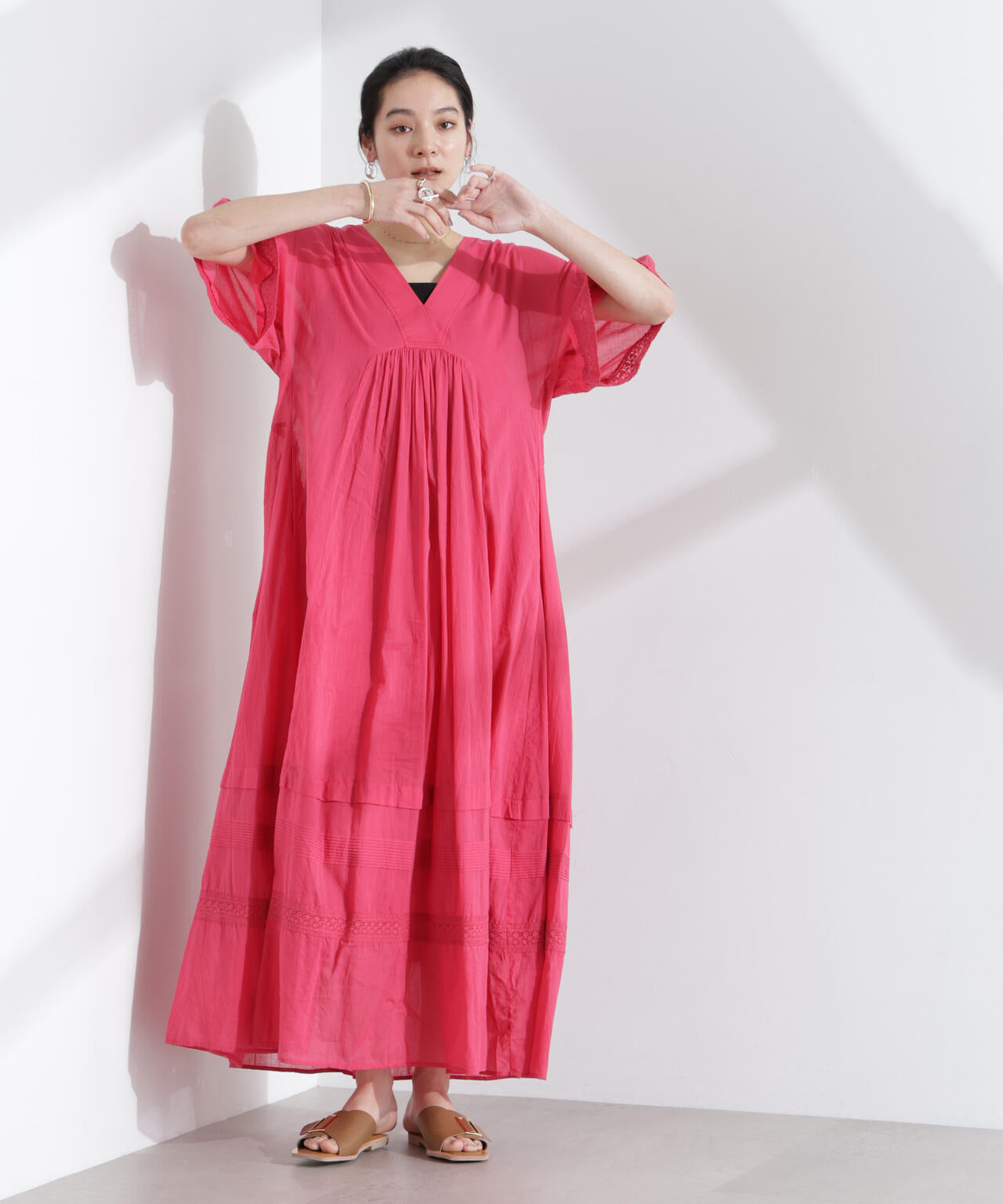 Sara mallika/COTTON VOILE LACE PINTUCKDRESS 6715119053