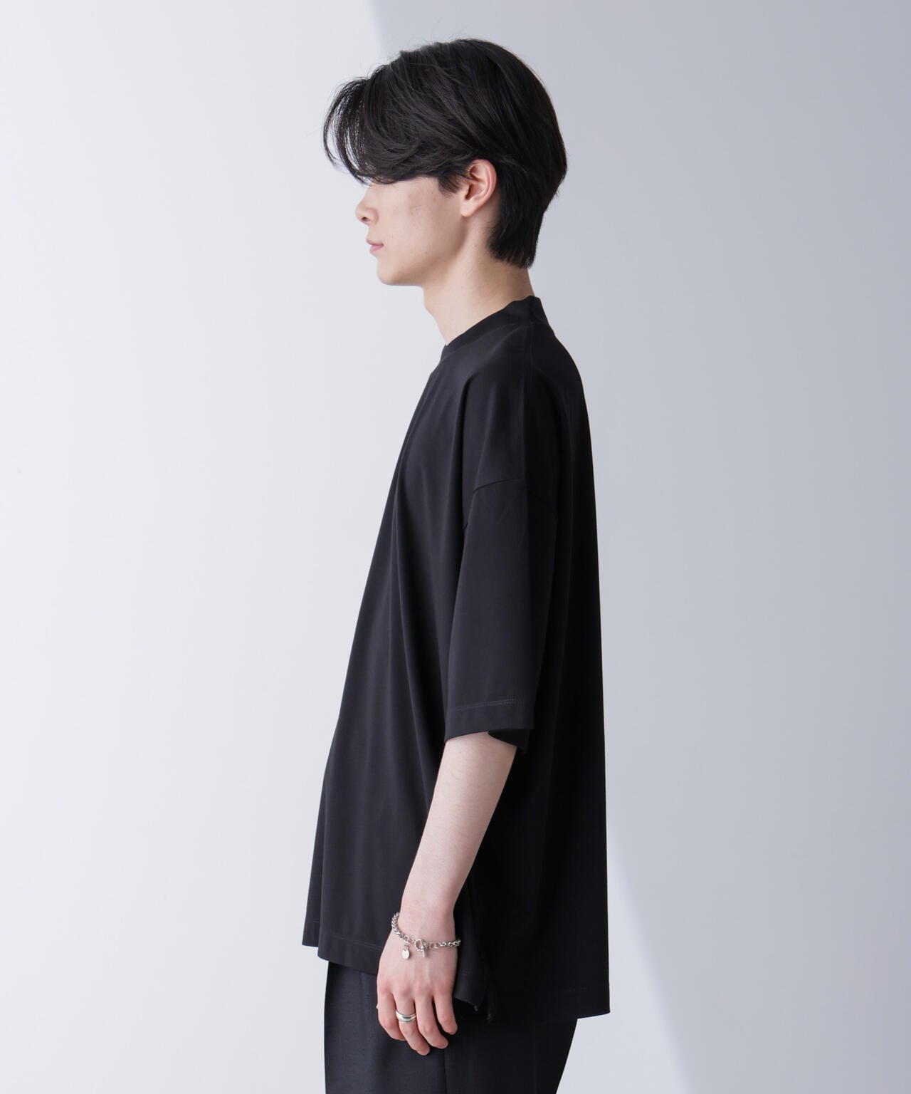 WEB限定/モックネックワイドシルエットTシャツ 半袖 6724224219