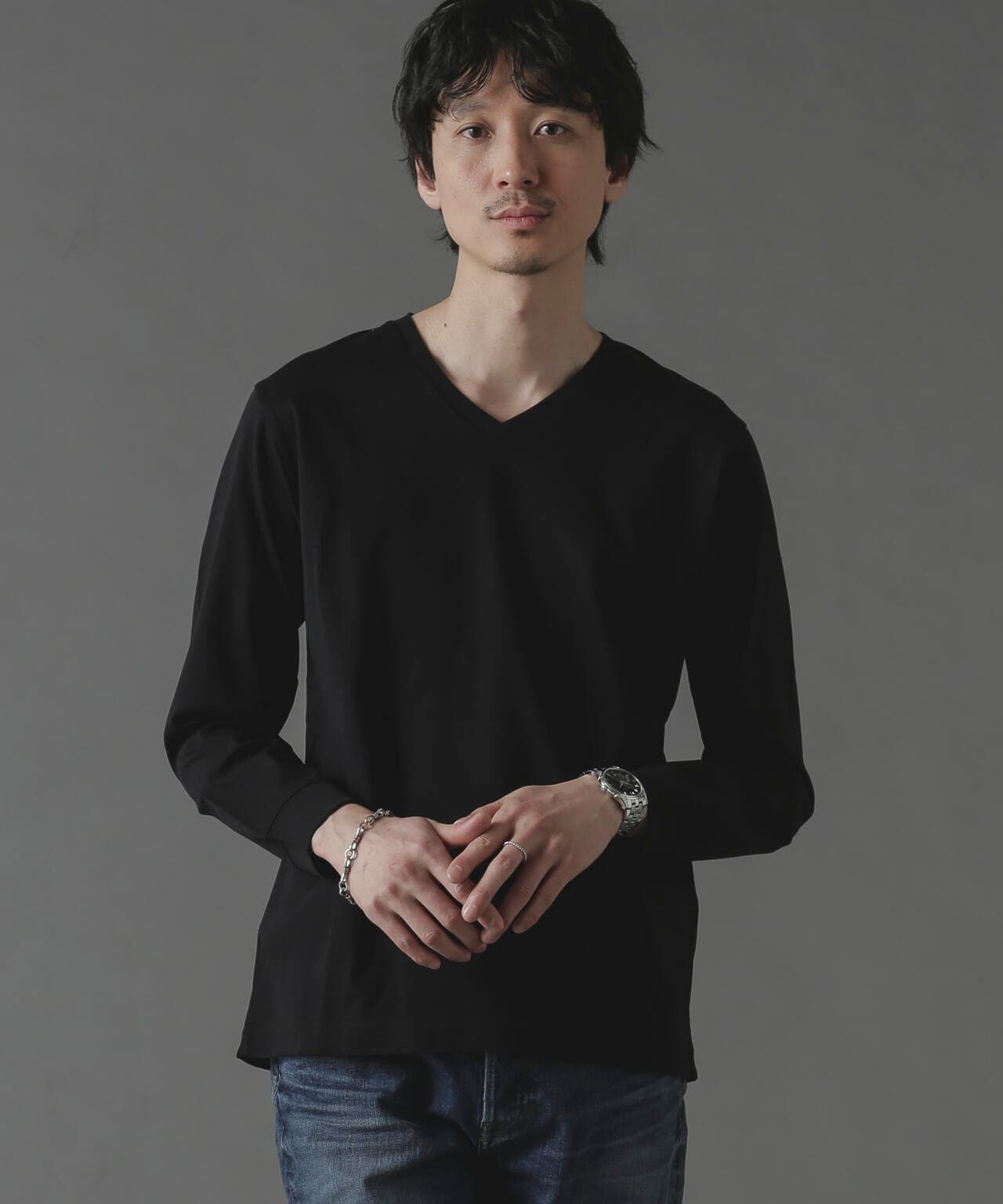 アンチスメルVネックTシャツ 長袖 6724123214