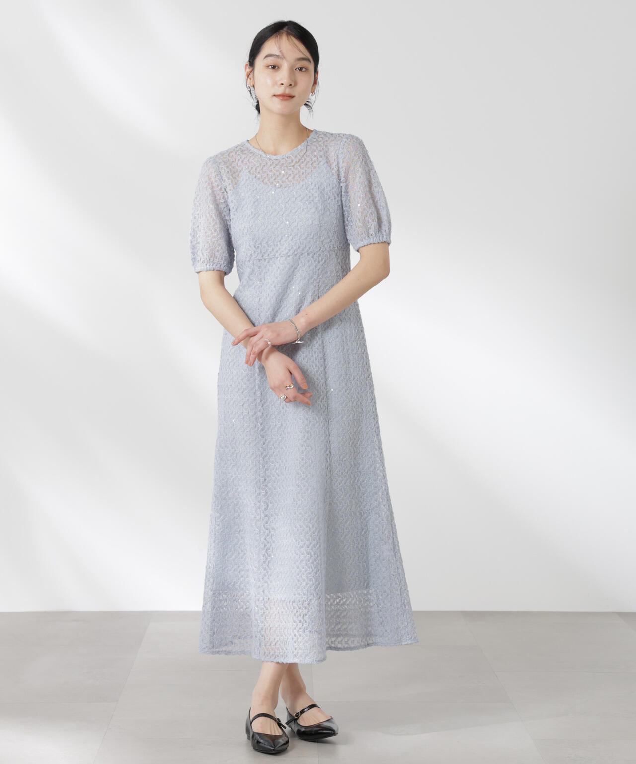 kaene/スパンコールレースドレス 6715119065
