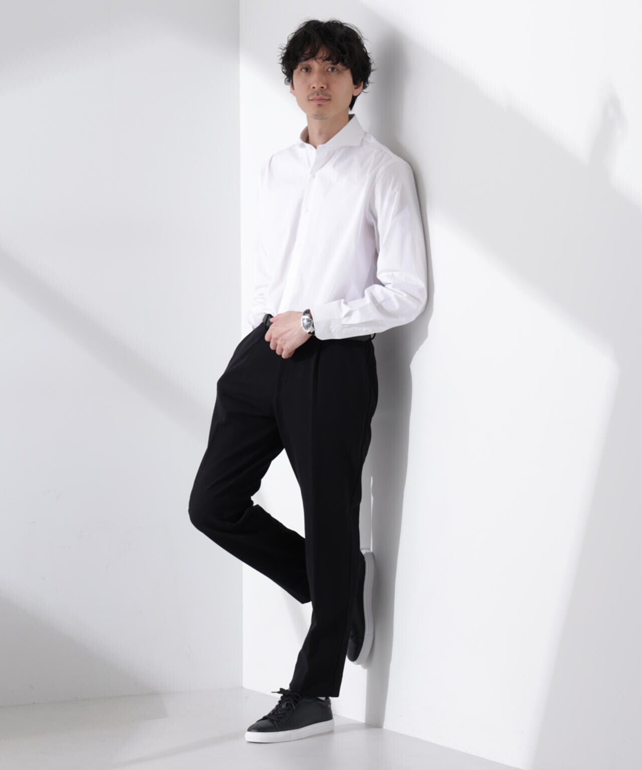 「N shirt」Anti Soaked(R) 汗染み防止ホリゾンタルカラーシャツ長袖 6685120202