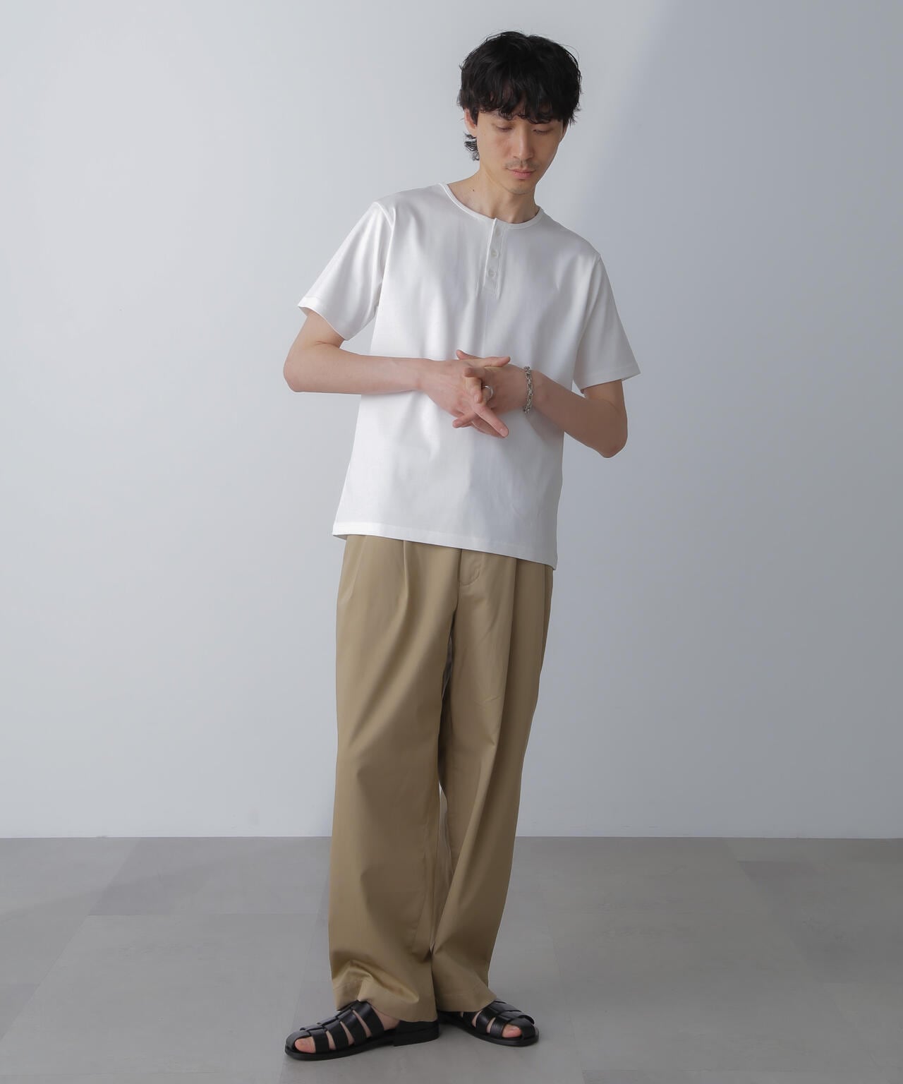 WEB限定/アンチスメル ヘンリーネックTシャツ 半袖 6724124227