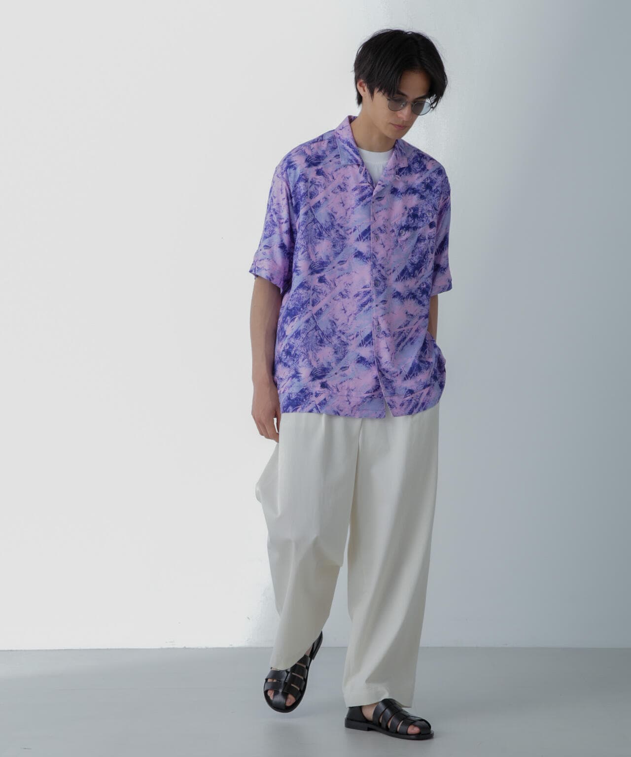 White Mountaineering/JUNGLE PATTERN OPEN COLLAR S/S 6704121016