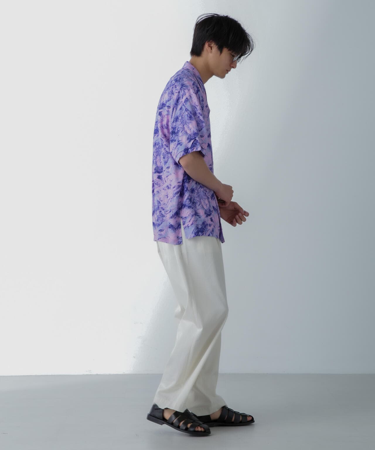 White Mountaineering/JUNGLE PATTERN OPEN COLLAR S/S 6704121016