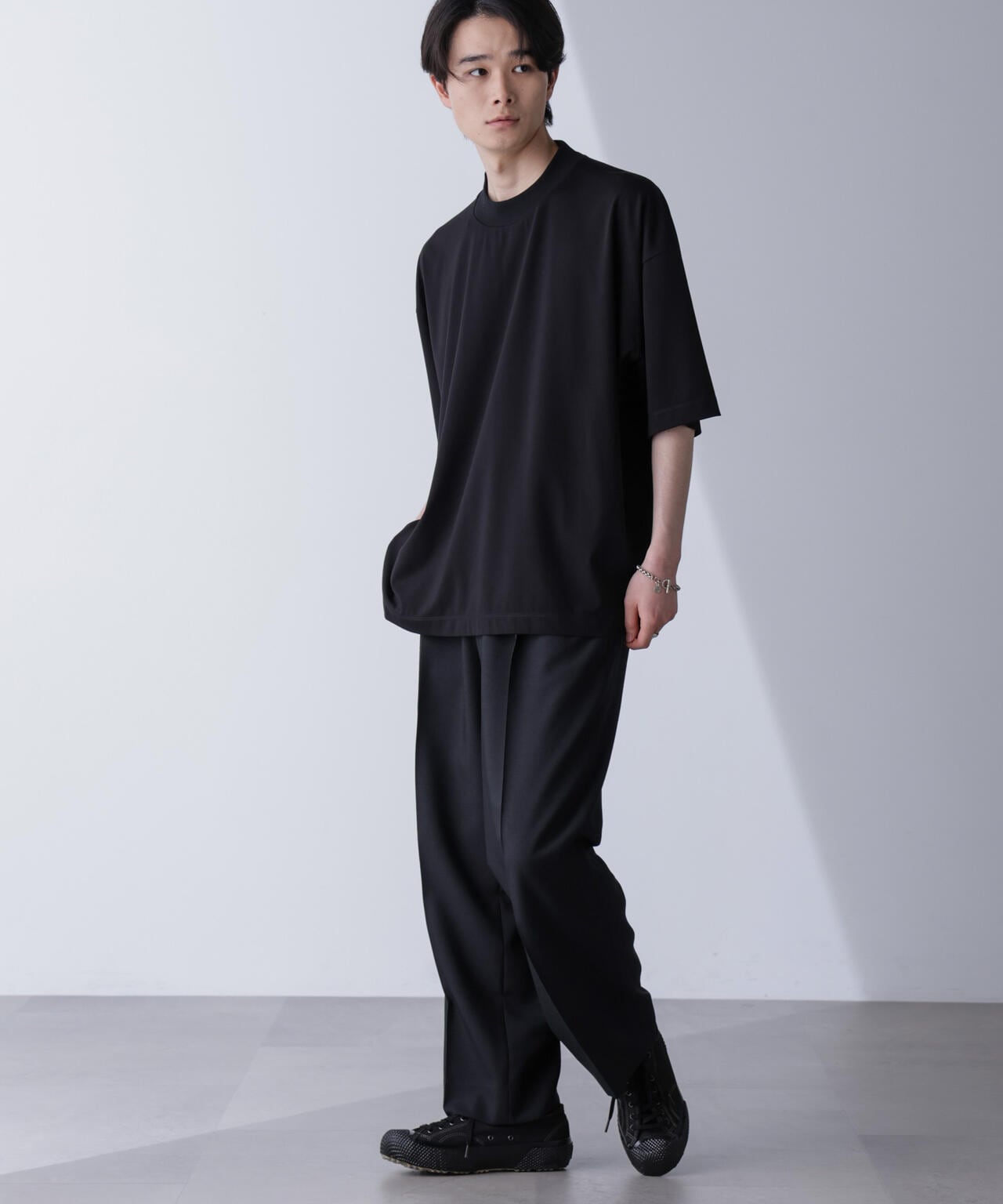 WEB限定/モックネックワイドシルエットTシャツ 半袖 6724224219