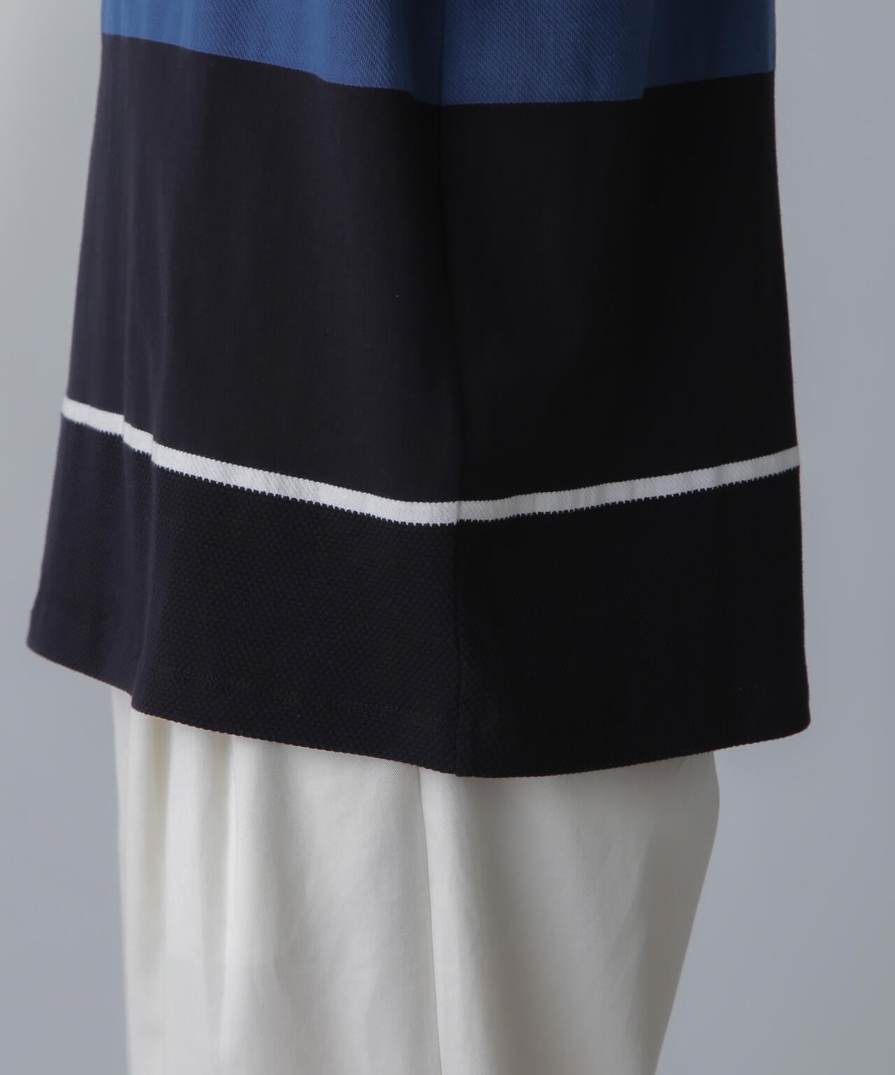 パネル編地ボーダークルーネックTシャツ 6684124233