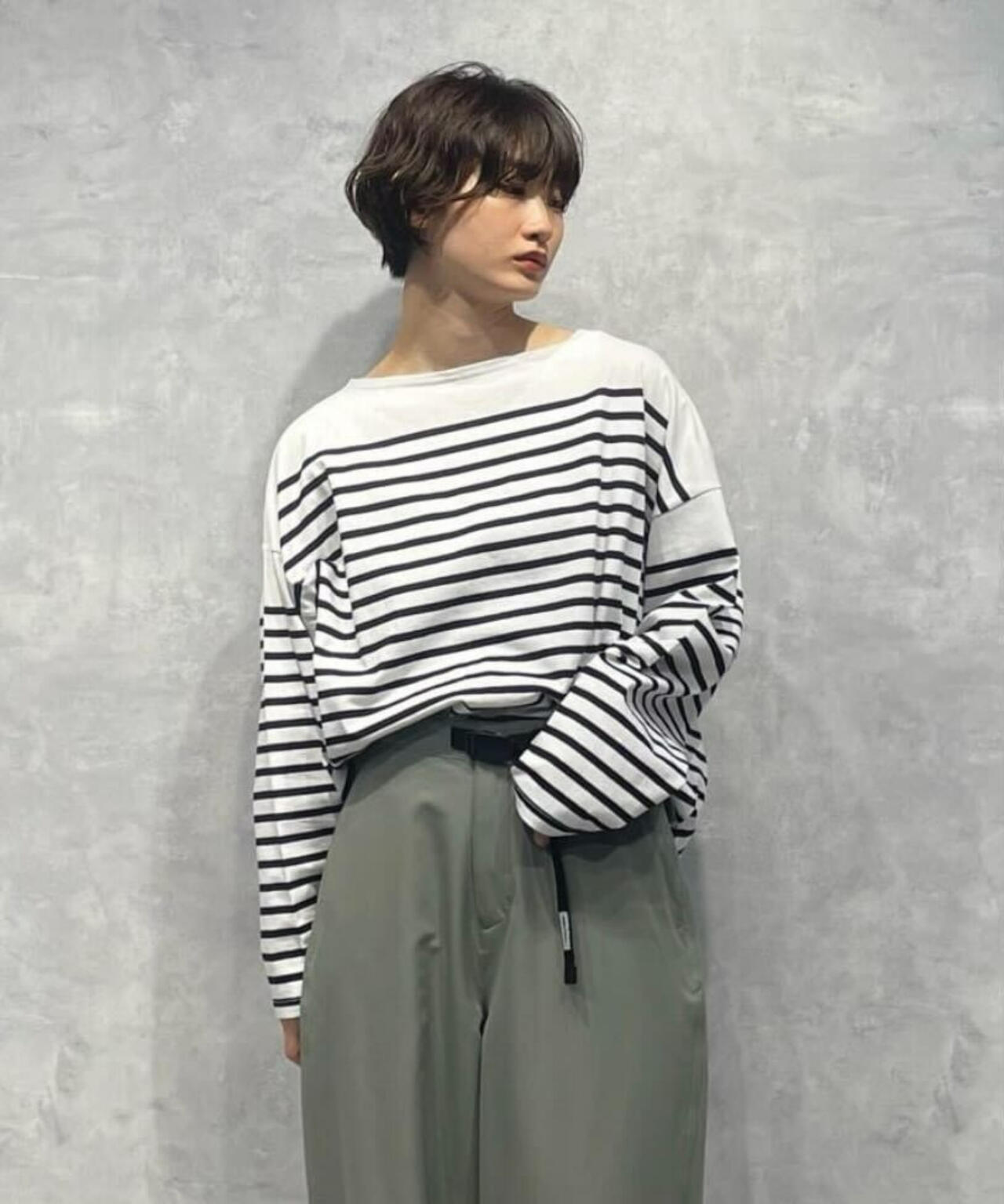 パネルボーダーワイドカットトップス 6734123309